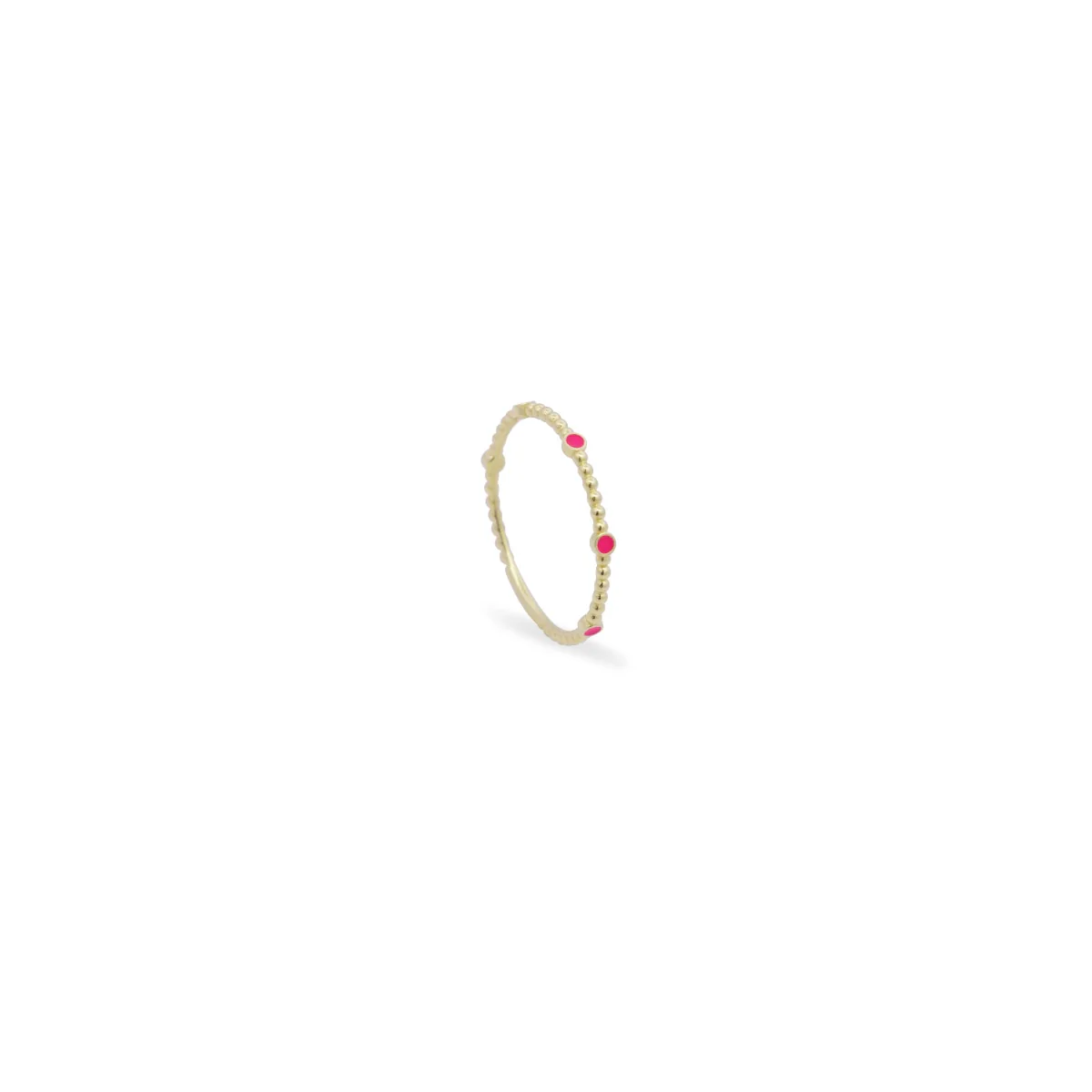 Anello fedina zigrinato e puntino smalto - ORO18KT - Image 2