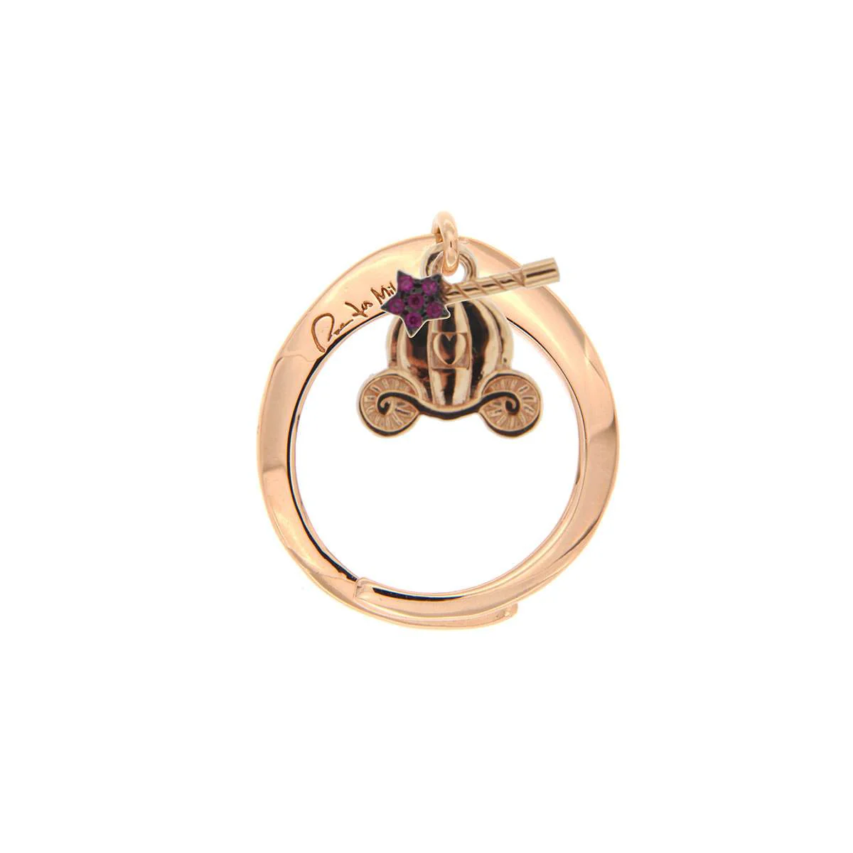 Anello Rigido Doppio Ciondolo Carrozza/Bacchetta