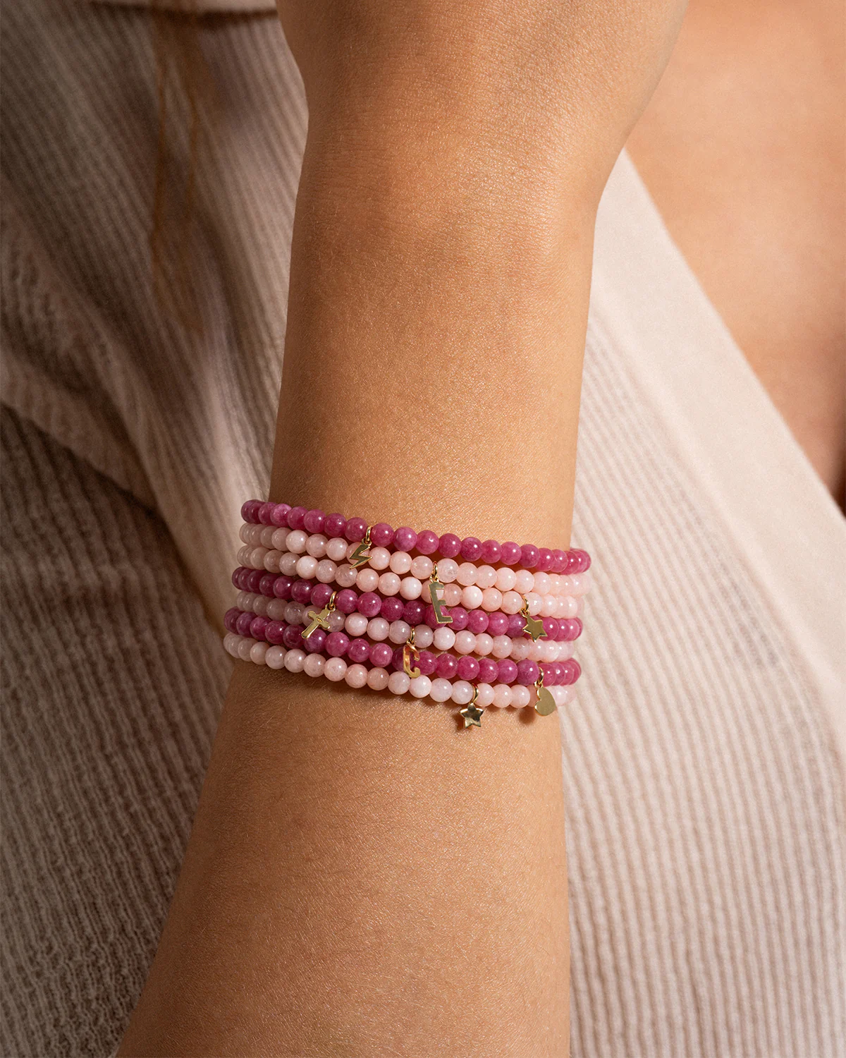 Base Bracciale Elastico in Giada Rosa intenso - Image 2
