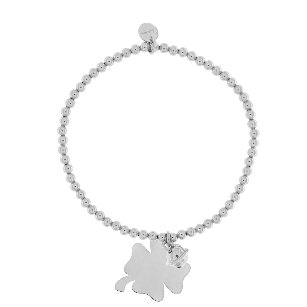 Bracciale a pallini elastico con Ciondolo Quadrifoglio - Image 2