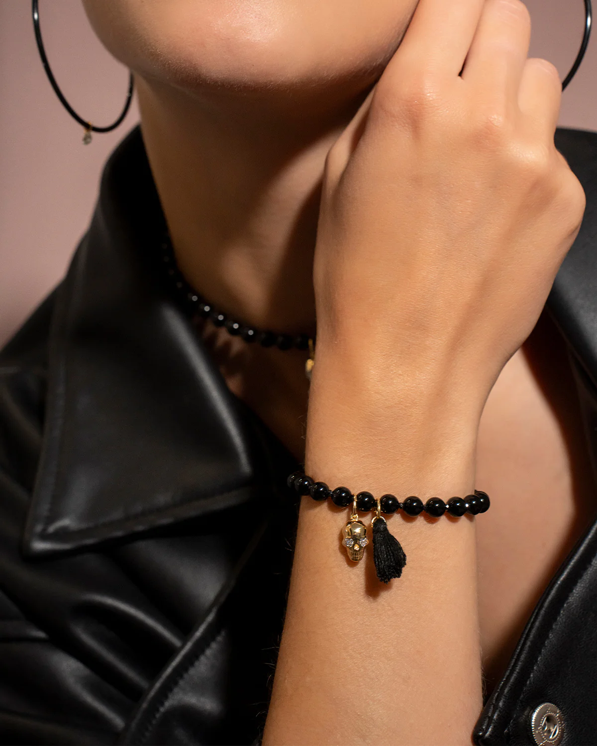 Bracciale base agata nera e zirconi milky - Image 3