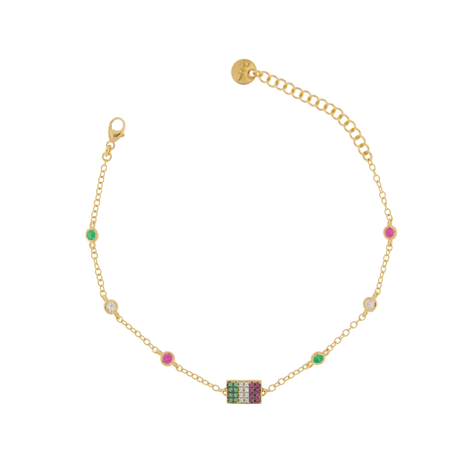 Bracciale Castoni #Italiaseibella Zirconi Colorati - Image 2