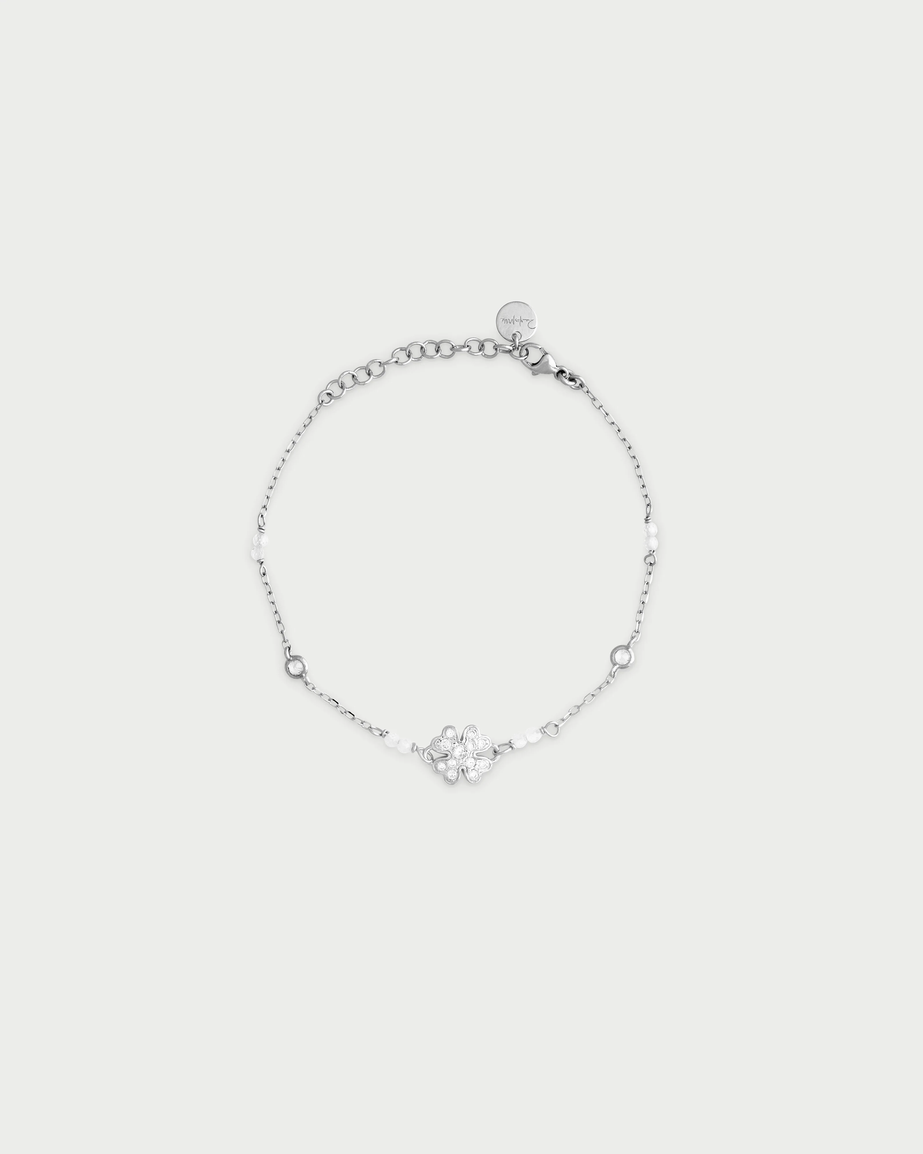 Bracciale catena castoni quadrifoglio small pavè - Image 3