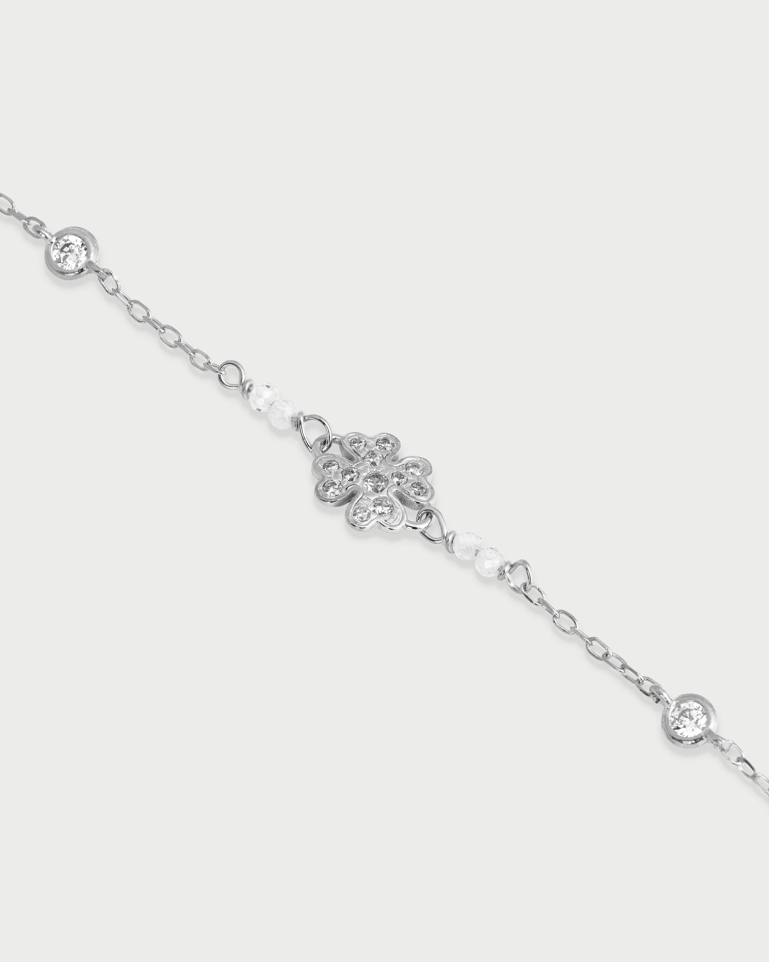 Bracciale catena castoni quadrifoglio small pavè - Image 4