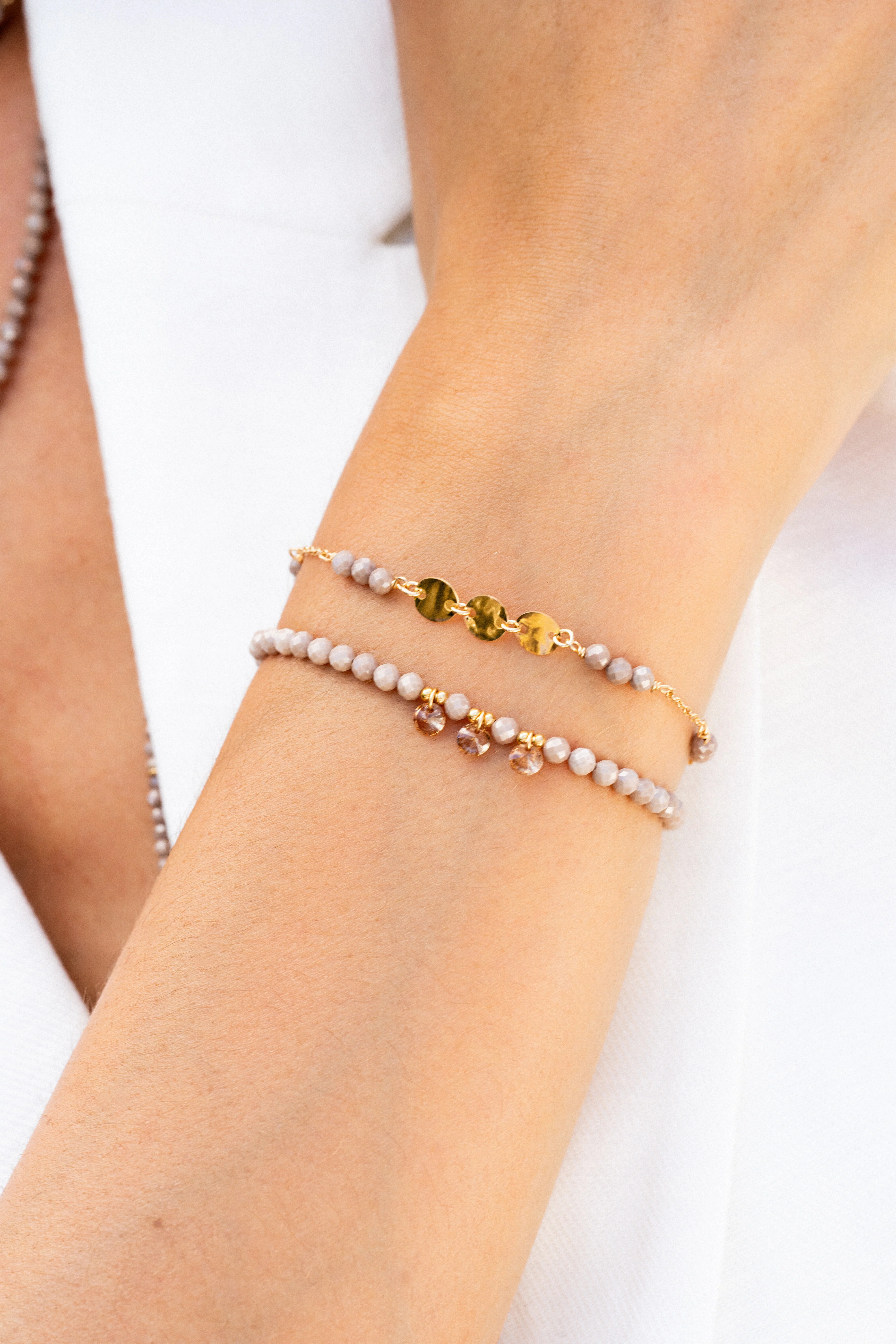 Bracciale elastico zirconi milky - Image 8