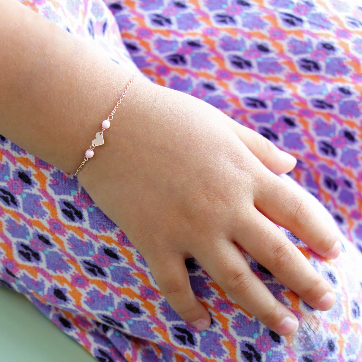 Bracciale catenella Cuore Pietre Rosa Bambino - Io&Ro - Image 2