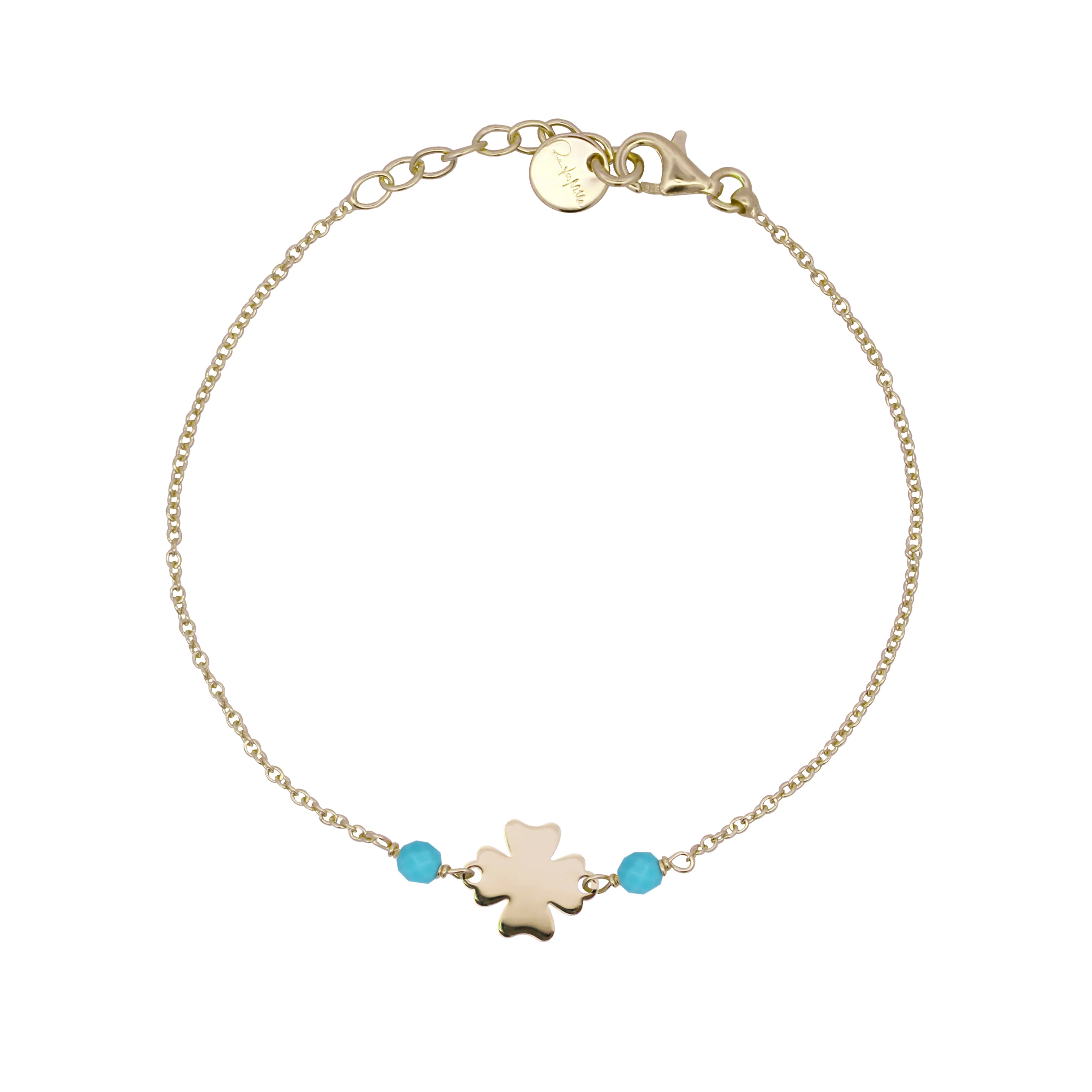 Bracciale catenella Quadrifoglio Pietre Turchesi Adulto - Io&Ro