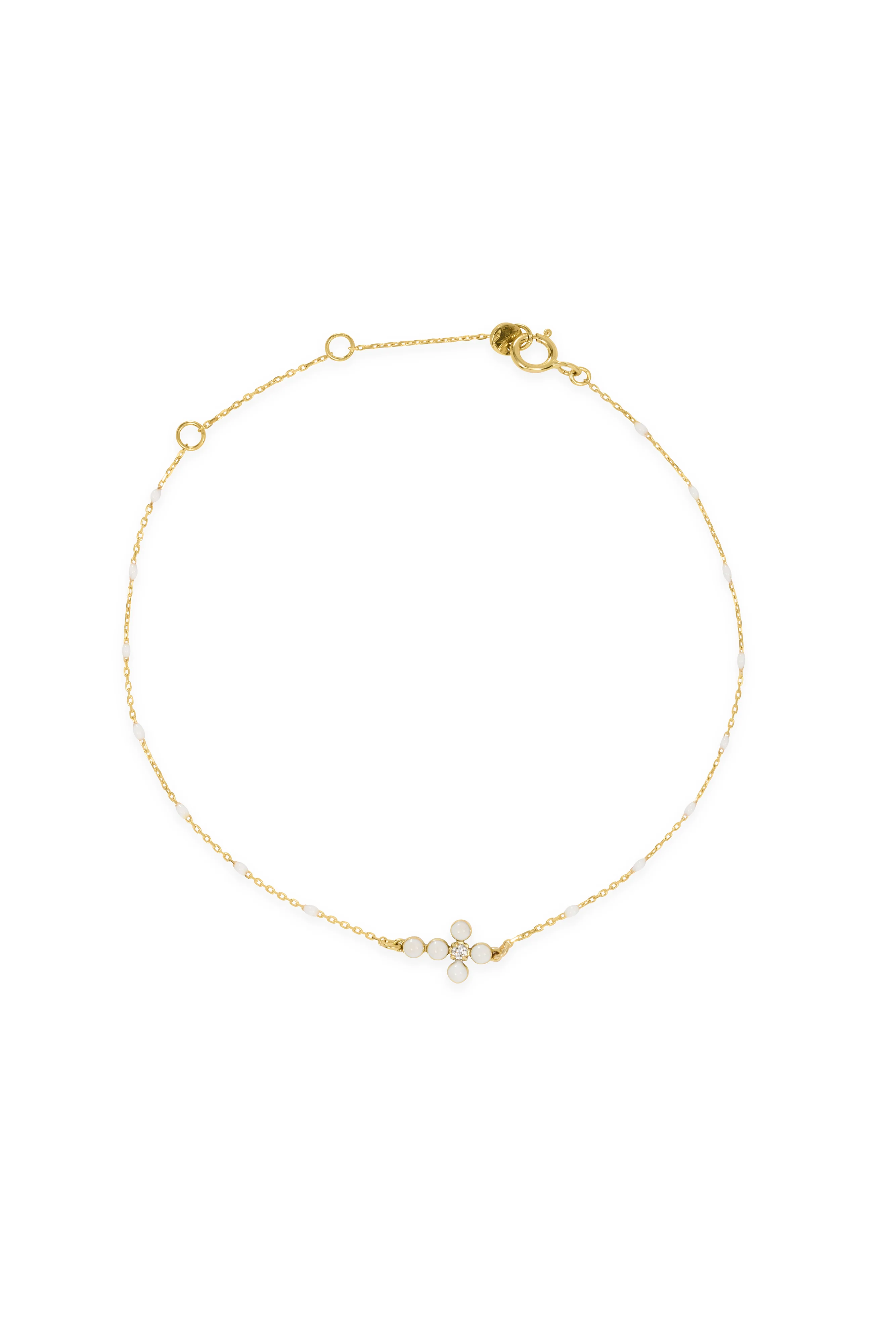 Bracciale Croce smalto e diamante lab-grown con catena semino smaltato - ORO18KT - Image 3