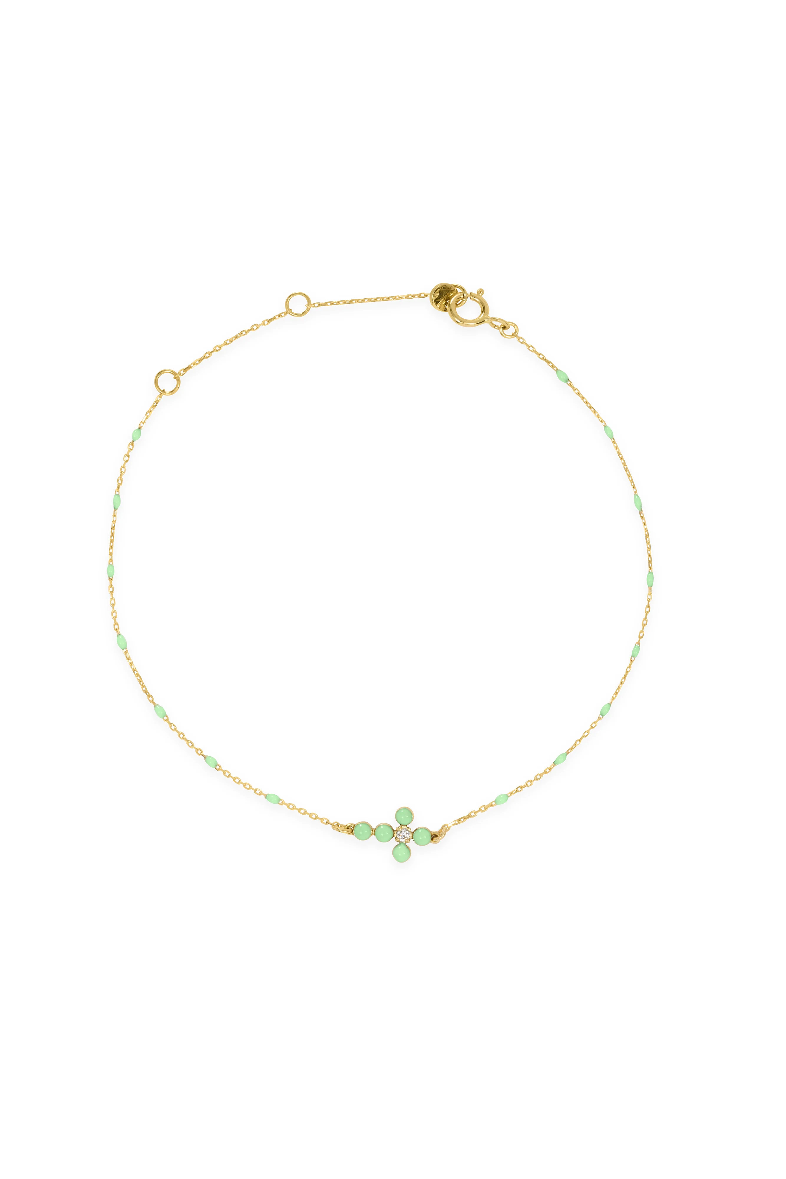 Bracciale Croce smalto e diamante lab-grown con catena semino smaltato - ORO18KT - Image 5