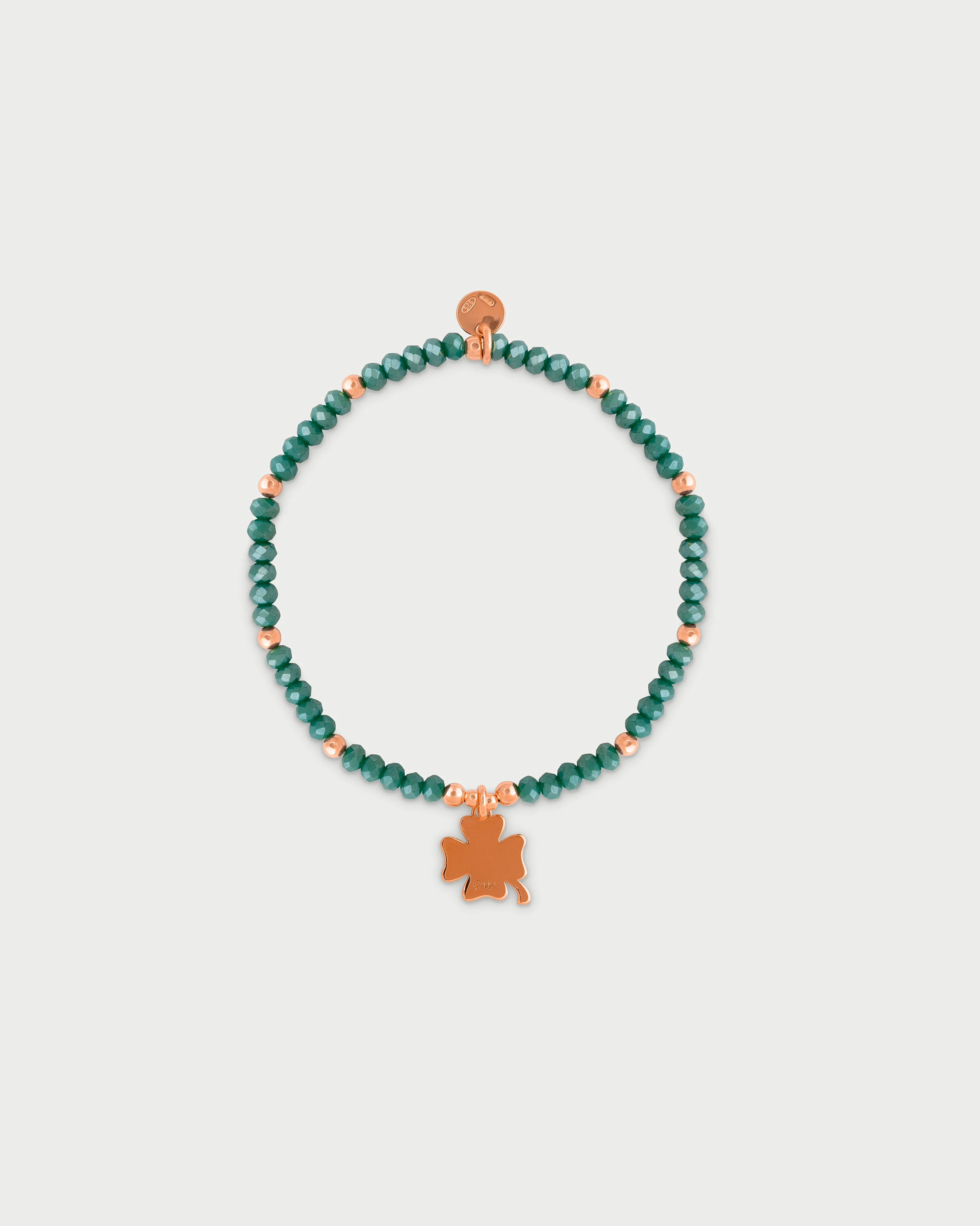 Bracciale elastico micro pietre e ciondolo quadrifoglio - Image 3