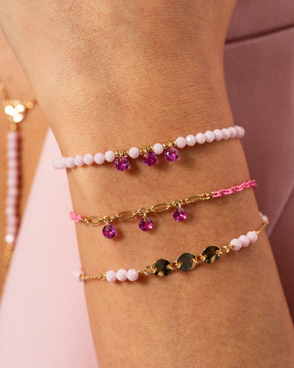 Bracciale elastico zirconi milky - Image 6