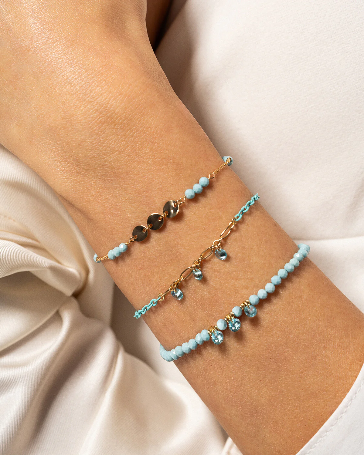 Bracciale elastico zirconi milky - Image 7