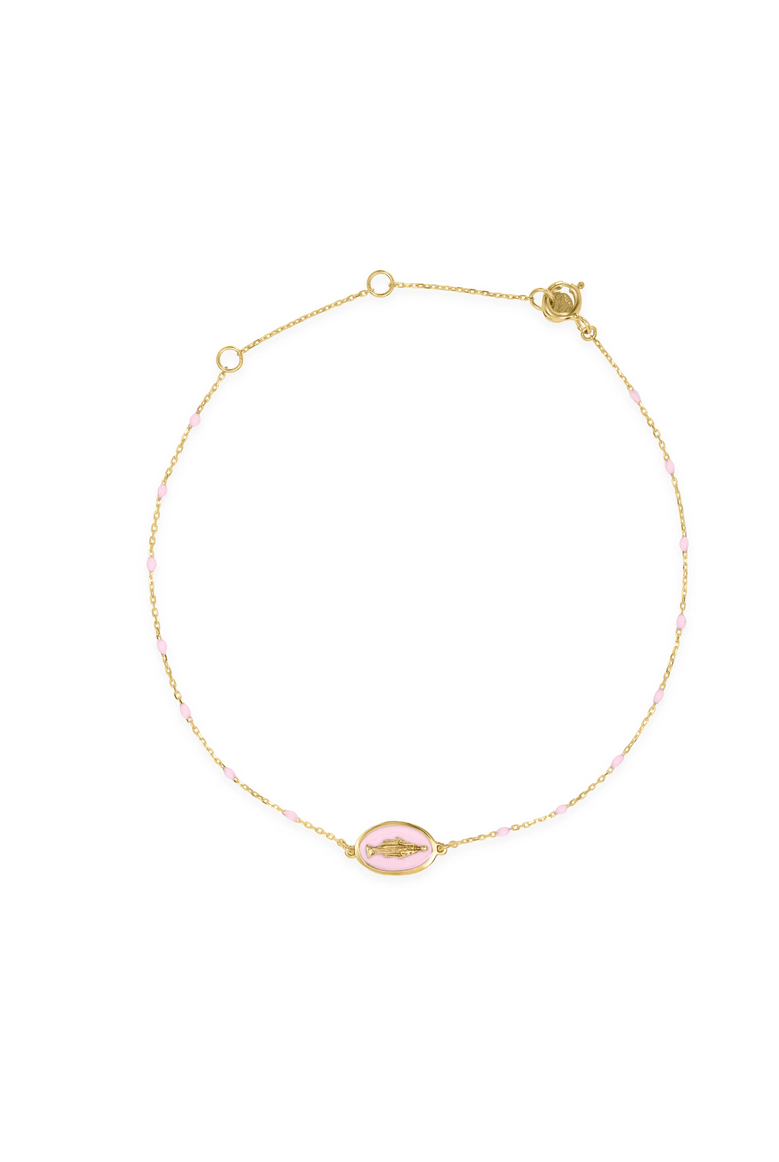 Bracciale Madonna smalto e diamante lab-grown con catena semino smaltato - ORO18KT - Image 4