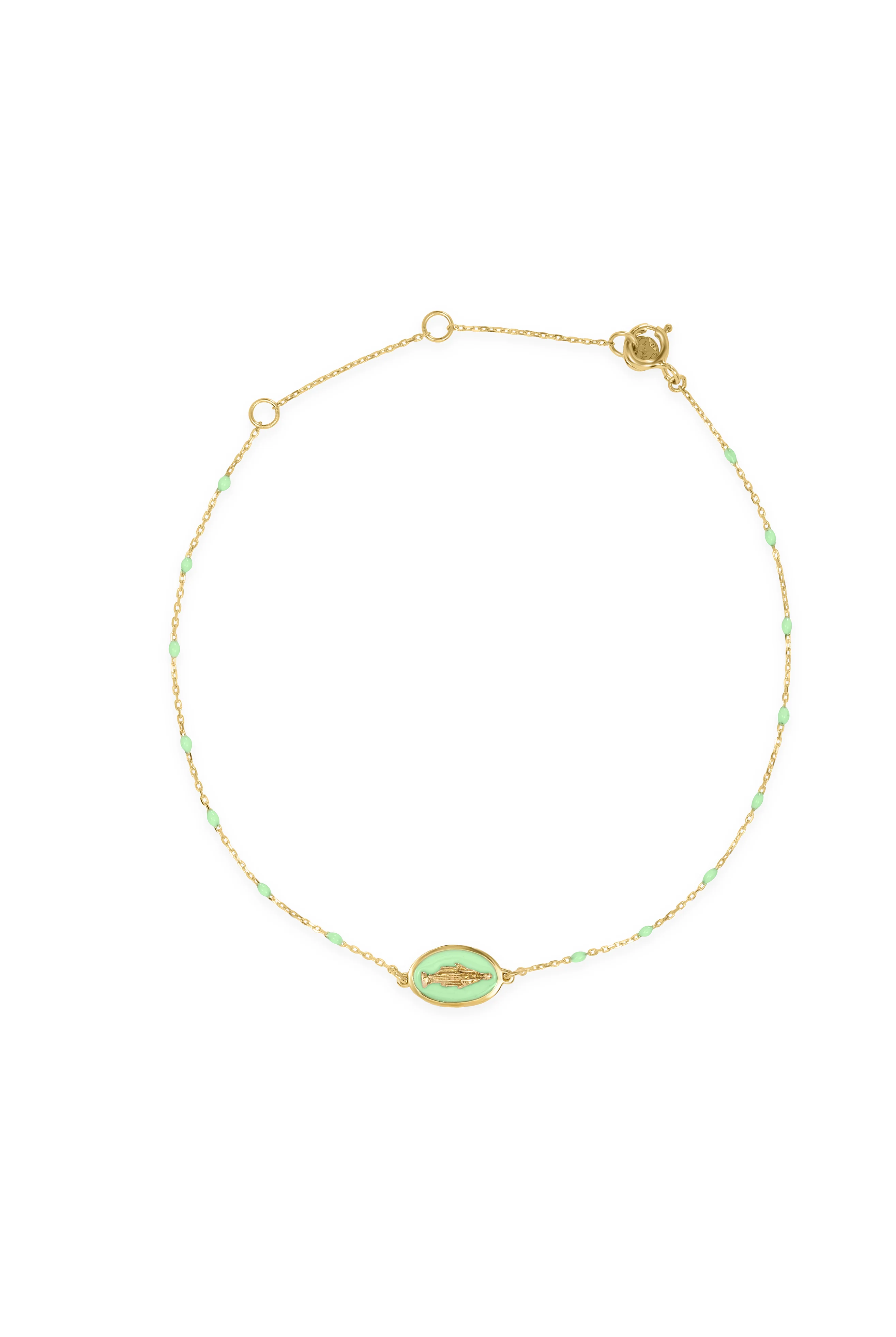 Bracciale Madonna smalto e diamante lab-grown con catena semino smaltato - ORO18KT - Image 5