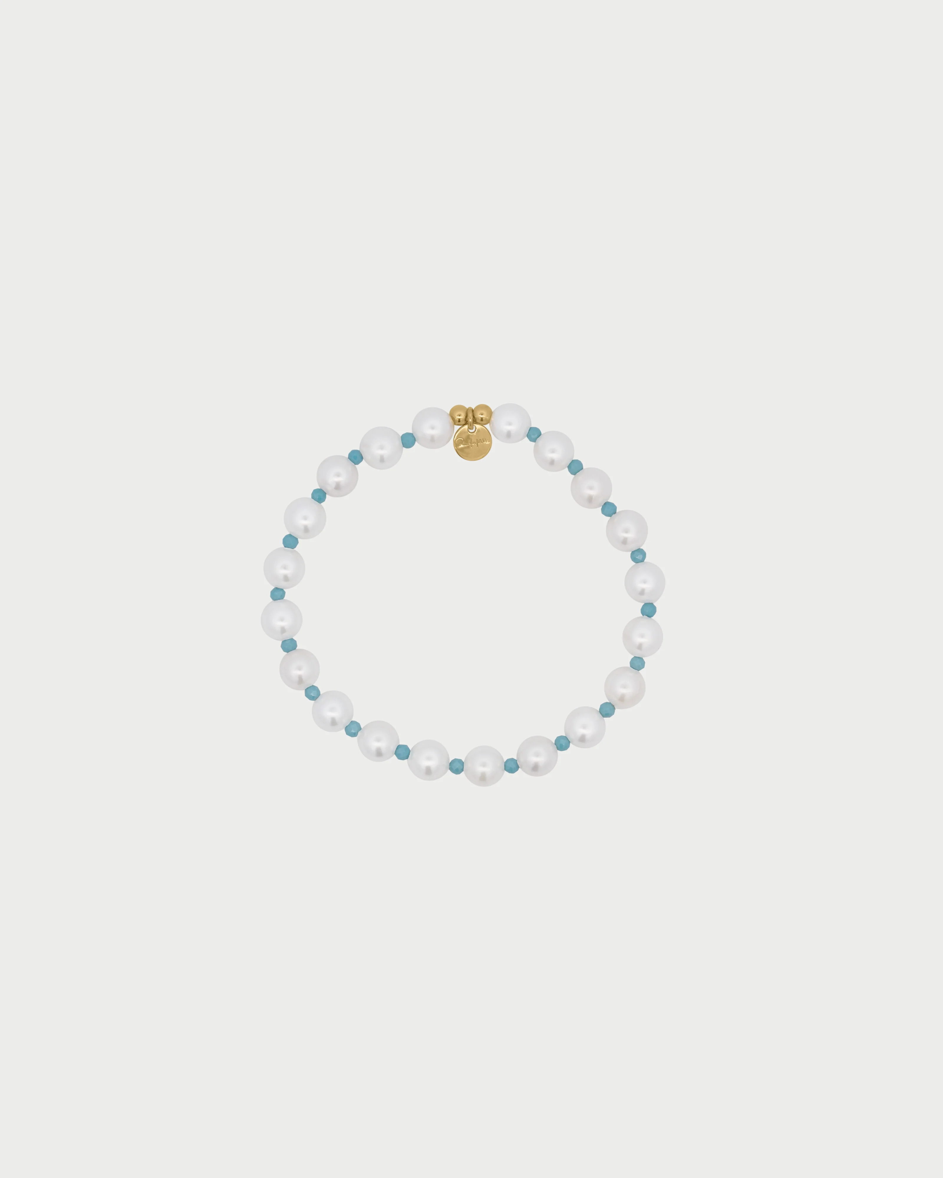 Bracciale Perla e zirconi milky turchesi