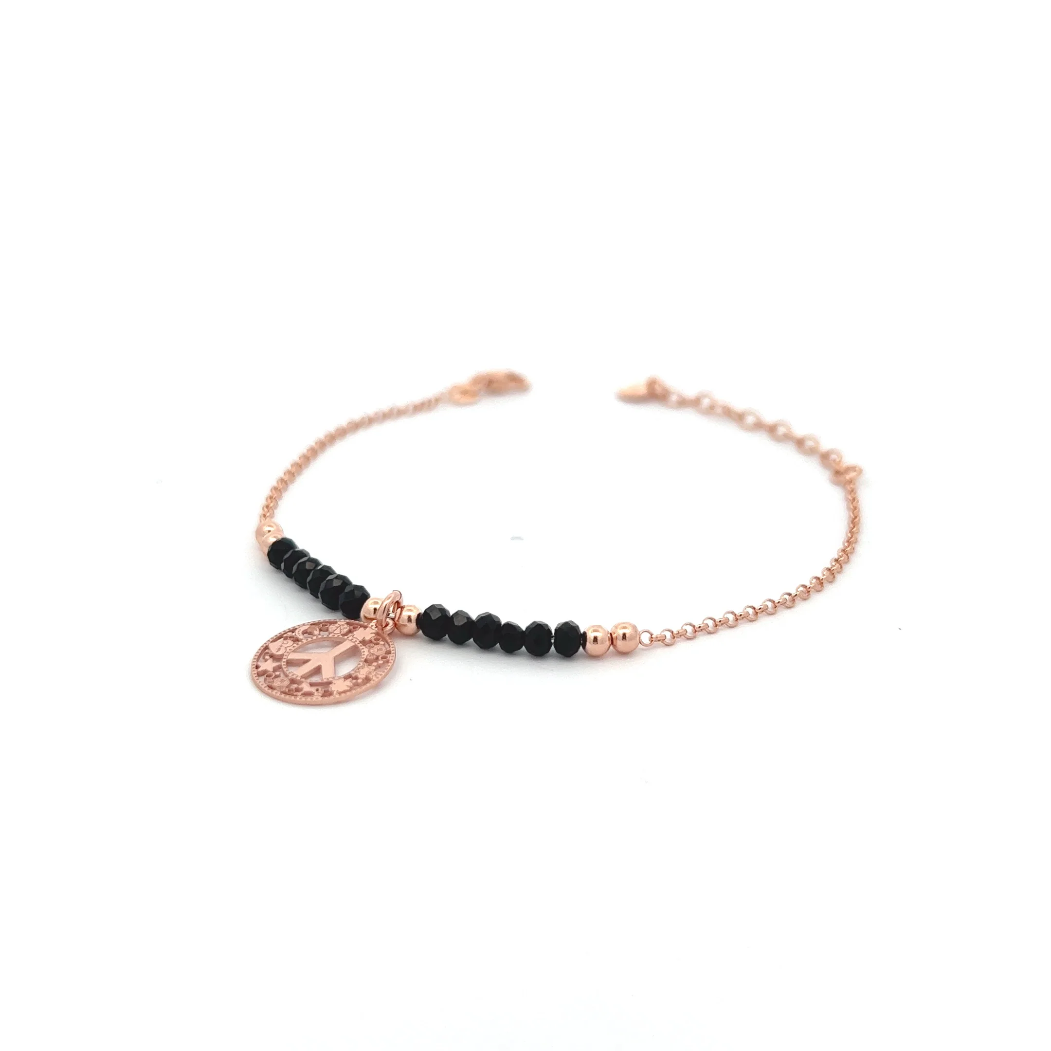Bracciale perline nere amuleto pace - Image 5
