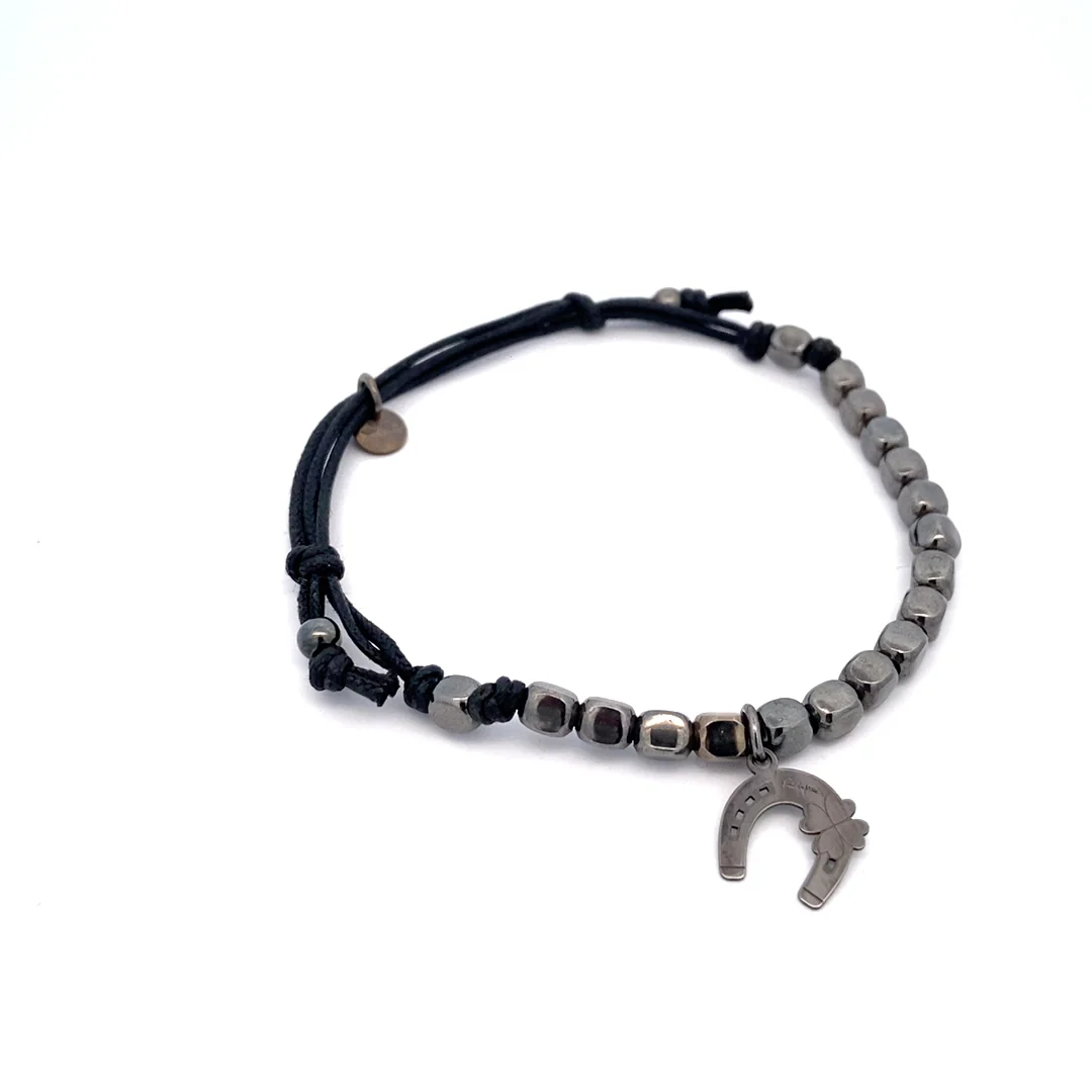 Bracciale tessuto colorato pietre brunite - Image 3