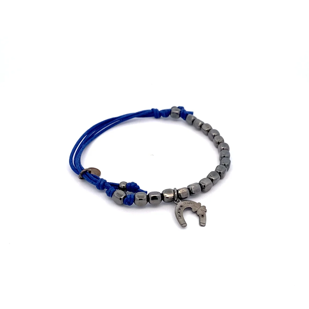 Bracciale tessuto colorato pietre brunite - Image 4