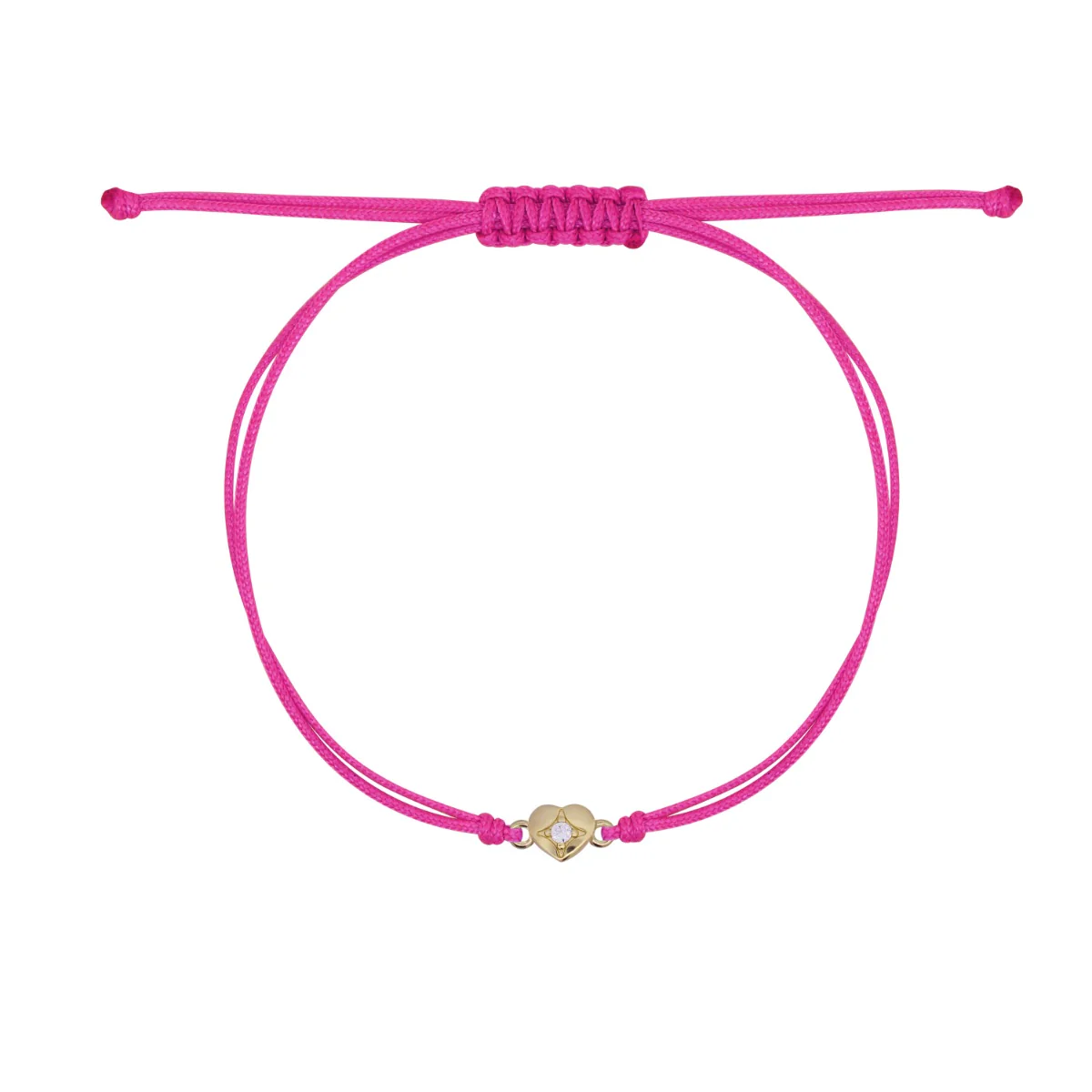 Bracciale tessuto cuore e diamante lab-grown - ORO18KT