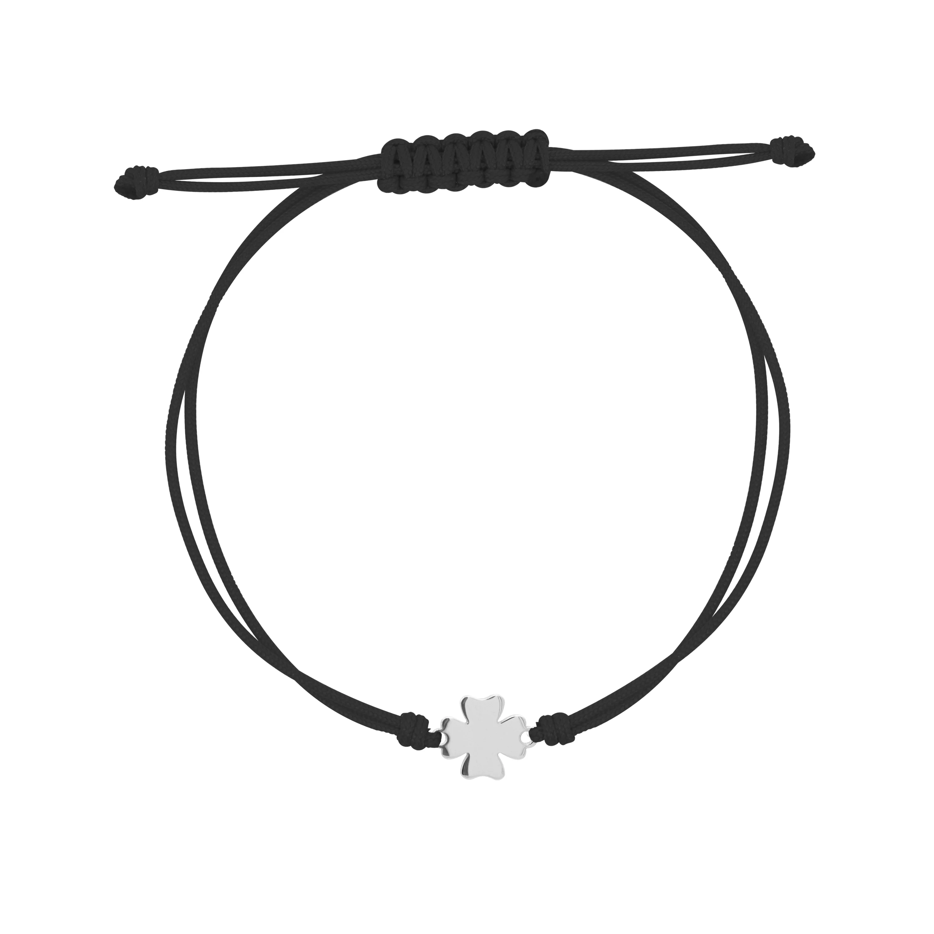 Bracciale tessuto nero 1 soggetto quadrifoglio - Image 4
