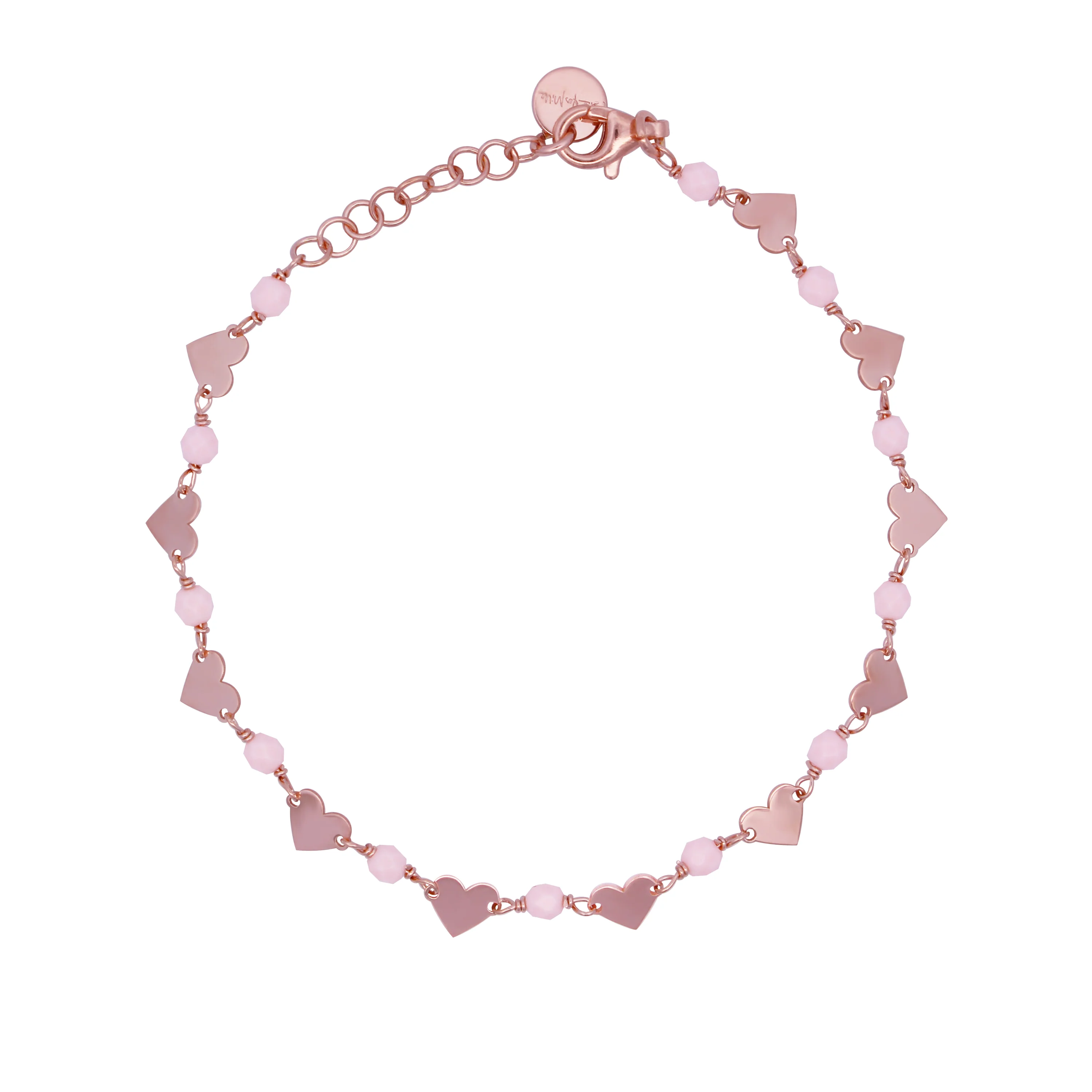 Braccialetto incatenato Cuori Pietre rosa Adulto - Io&Ro - Image 2