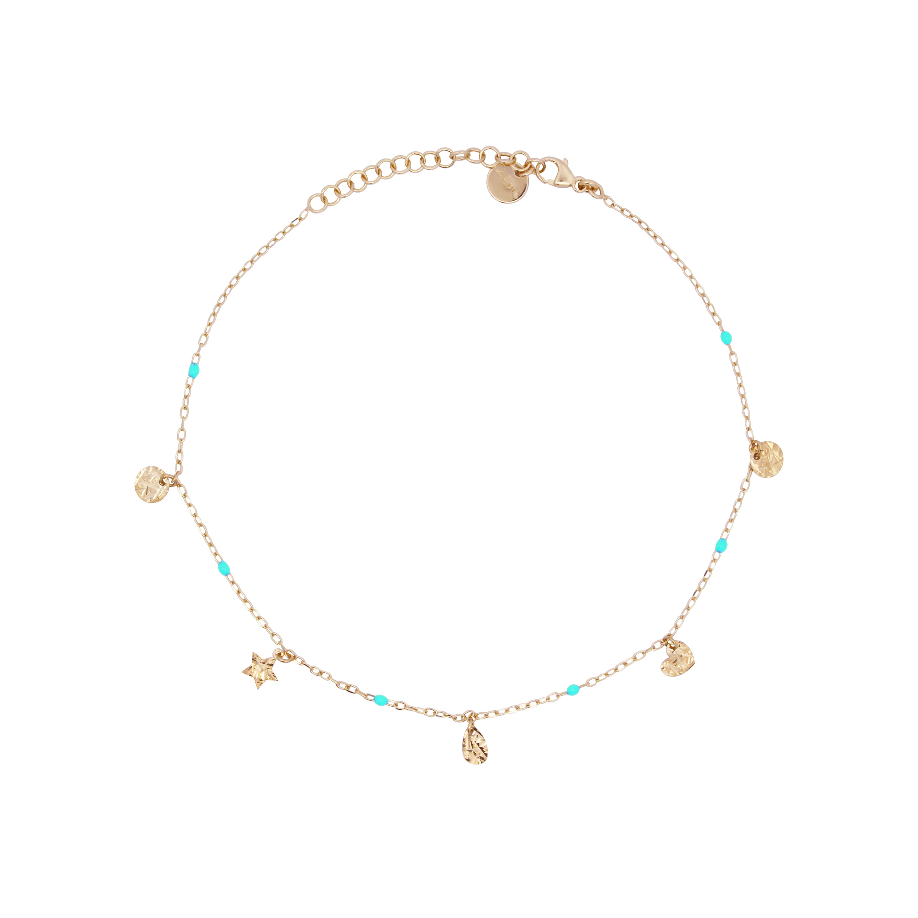 Cavigliera charms e dettaglio smalto turchese - Anklets Mania
