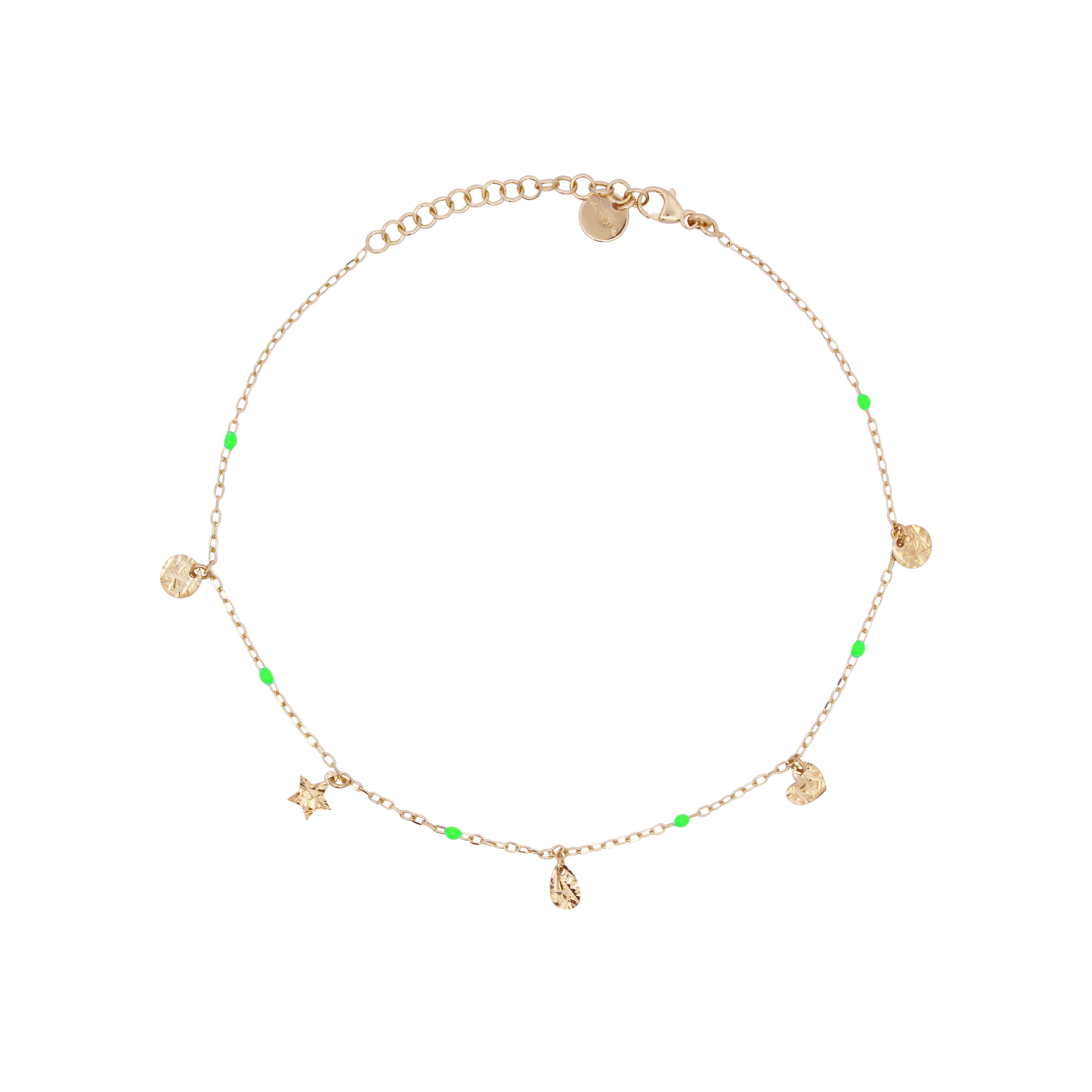 Cavigliera charms e dettaglio smalto verde - Anklets Mania
