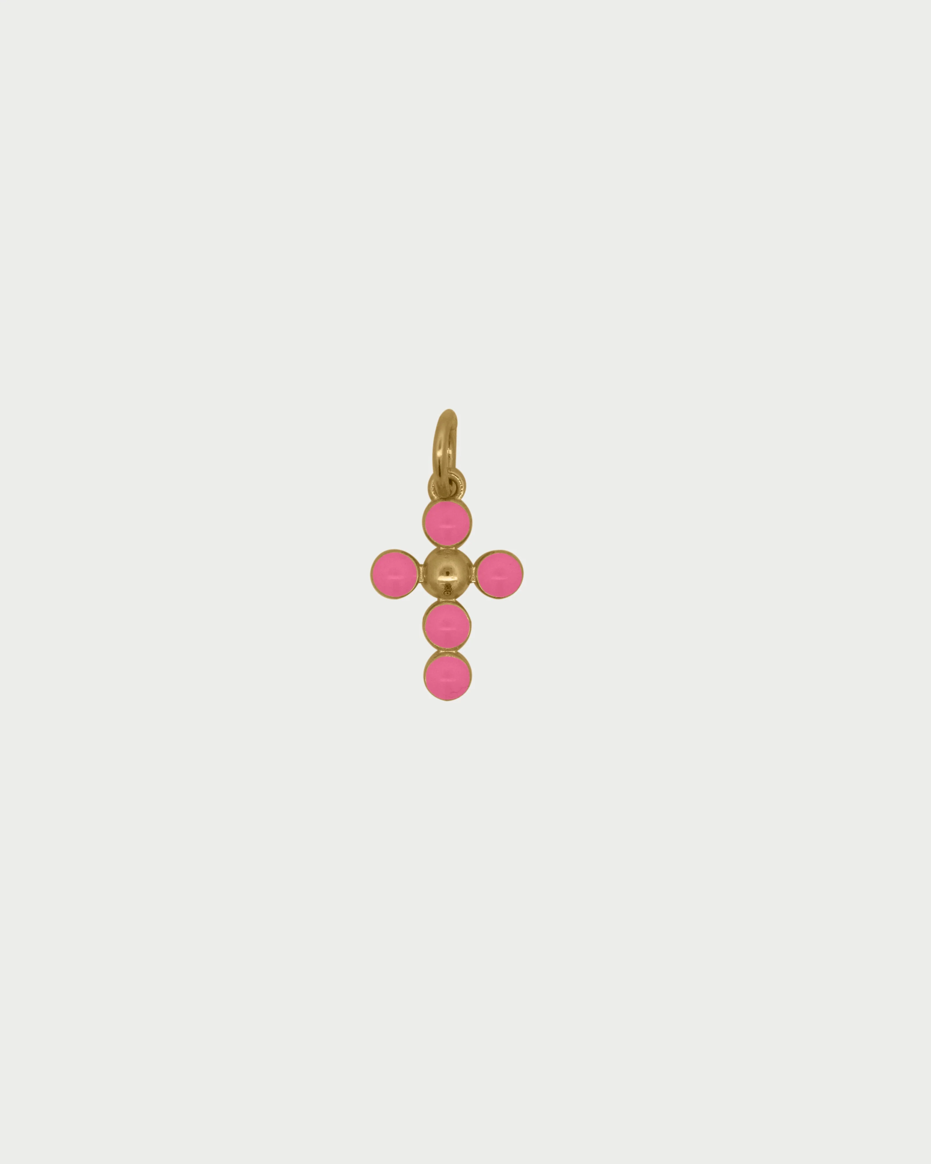Charm Croce Pallini Smalto Rosa