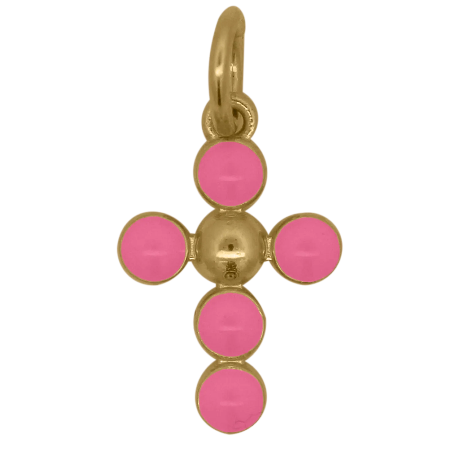 Charm Croce Pallini Smalto Rosa - Image 2