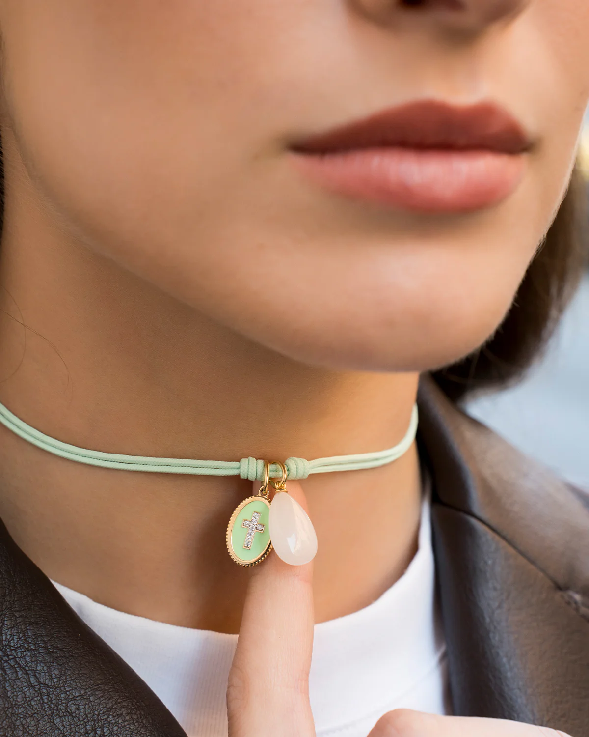 Charm Goccia Giada White - Image 3