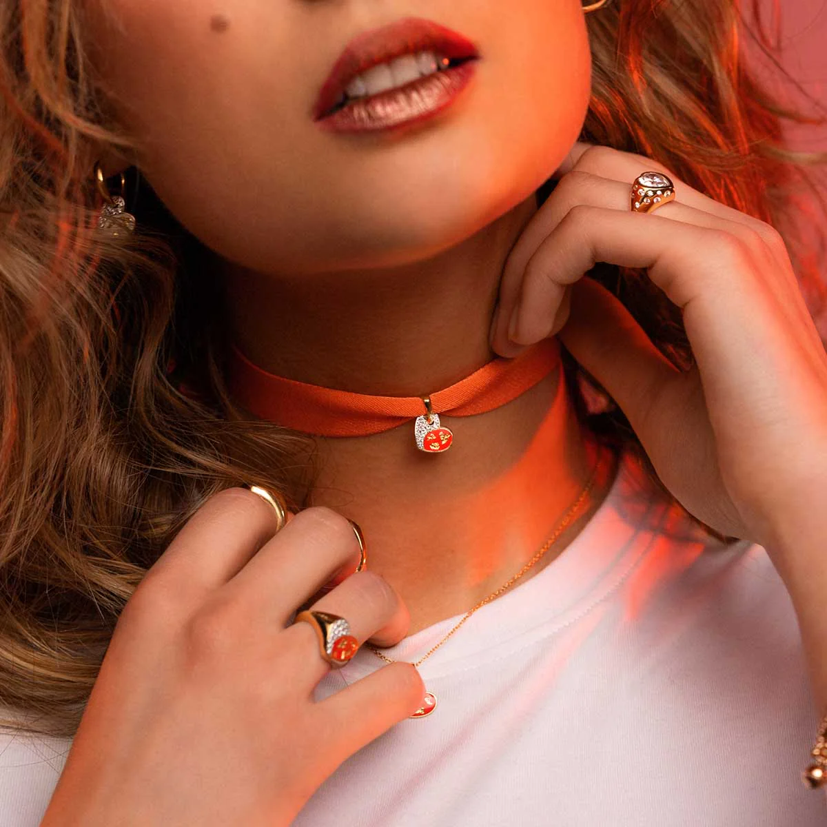 Choker con cuore - Smalto e Foglia oro - Image 3