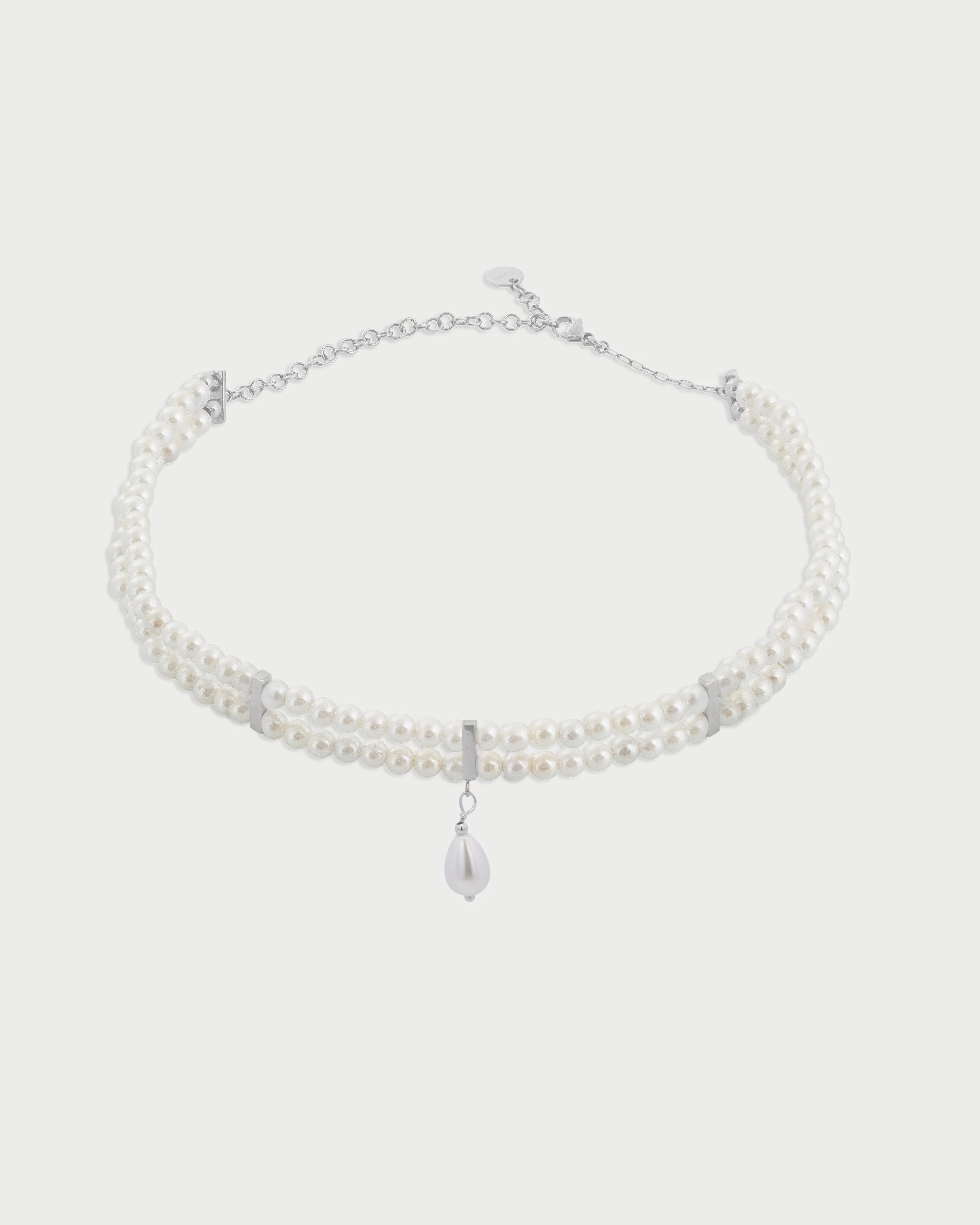 Choker Elastico Doppio Filo Pearl Drop
