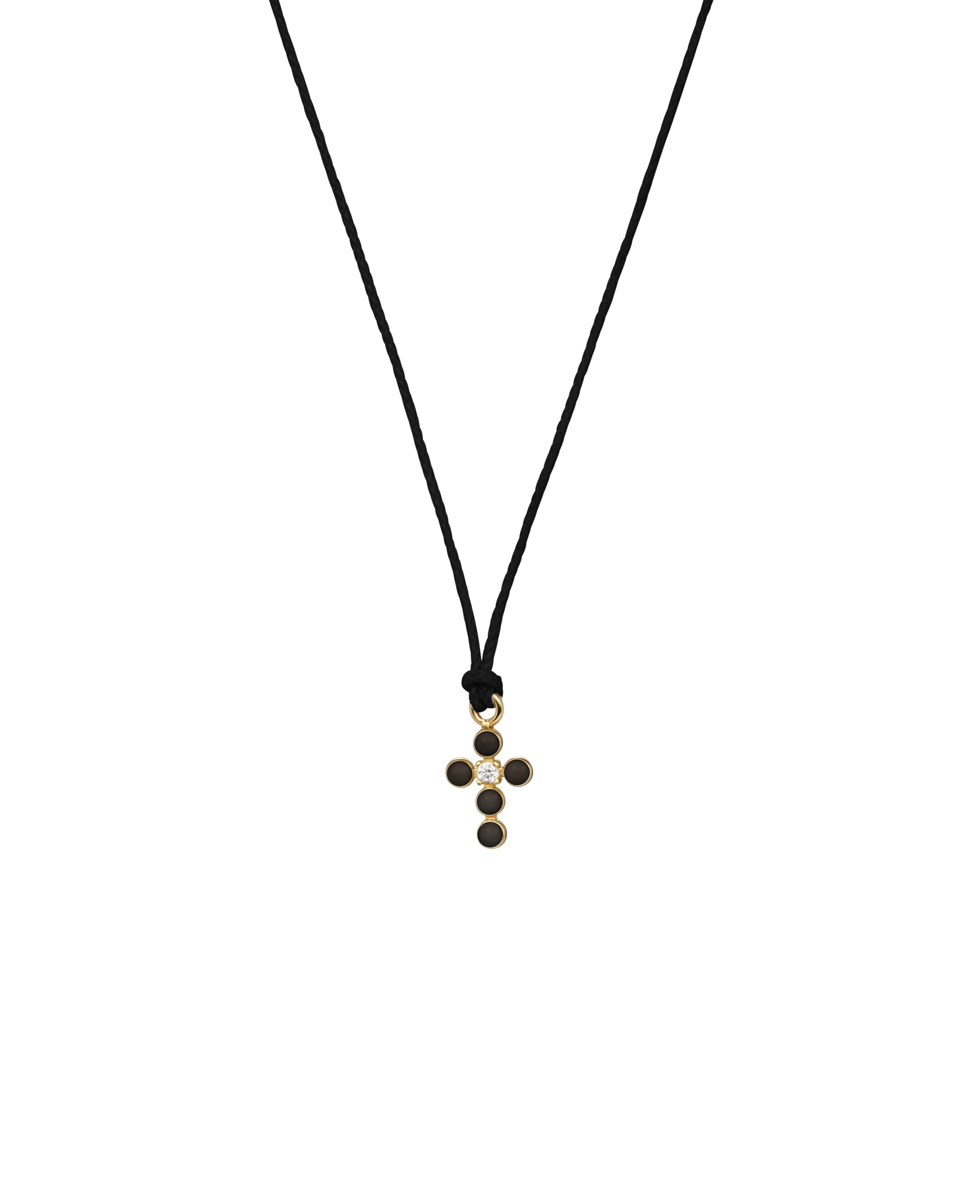 Ciondolo Croce smalto e diamante lab-grown con tessuto - ORO18KT