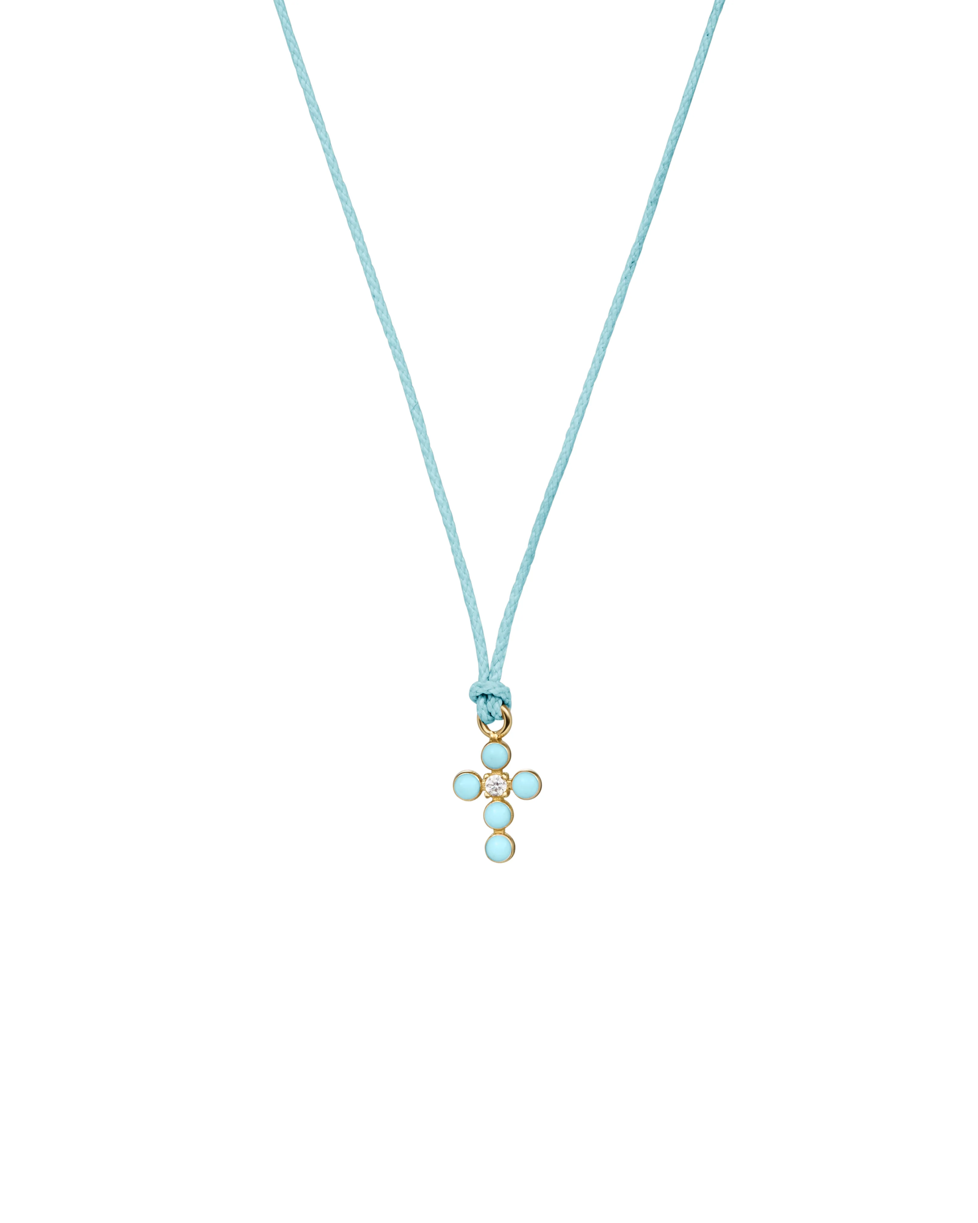 Ciondolo Croce smalto e diamante lab-grown con tessuto - ORO18KT - Image 2