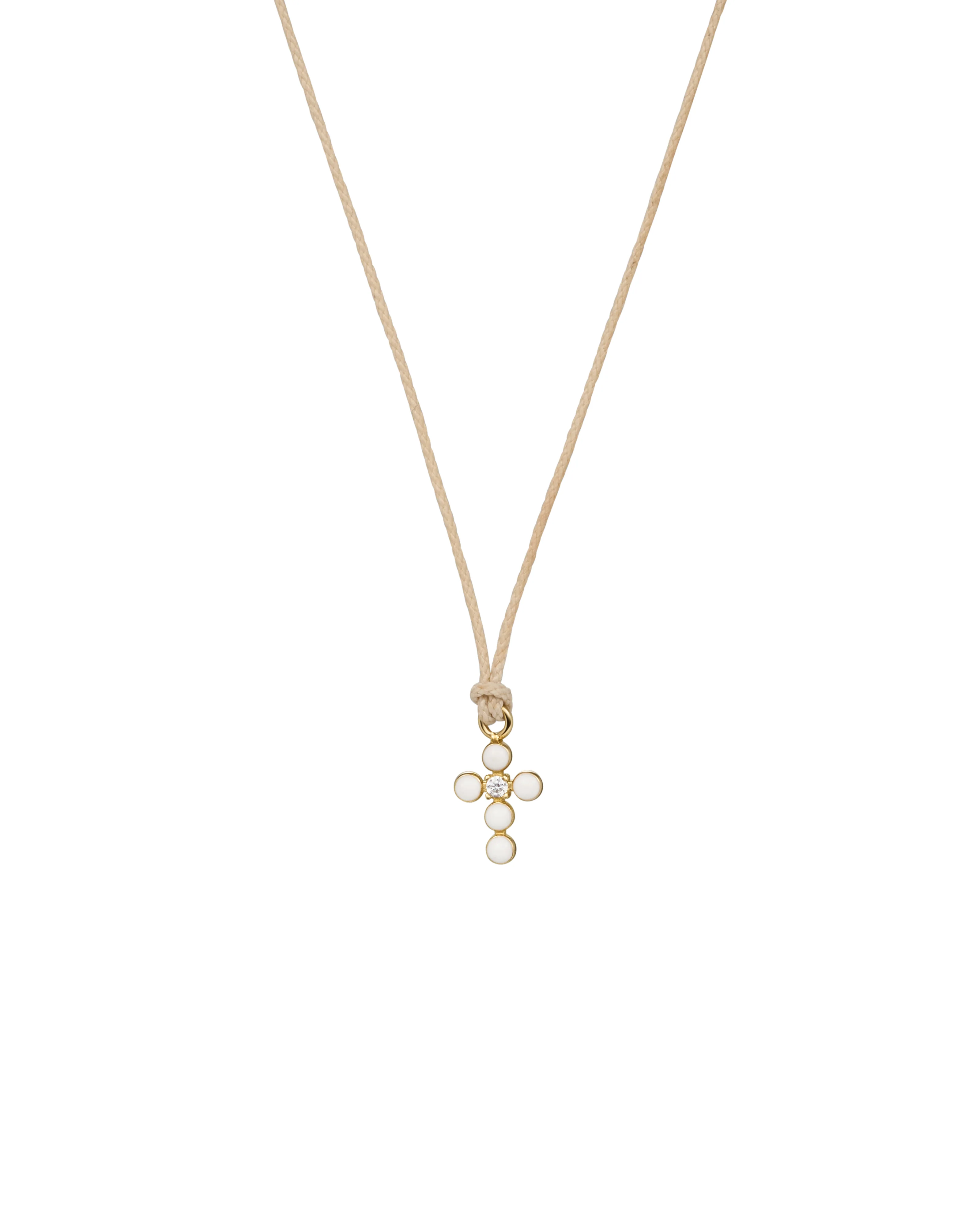 Ciondolo Croce smalto e diamante lab-grown con tessuto - ORO18KT - Image 3