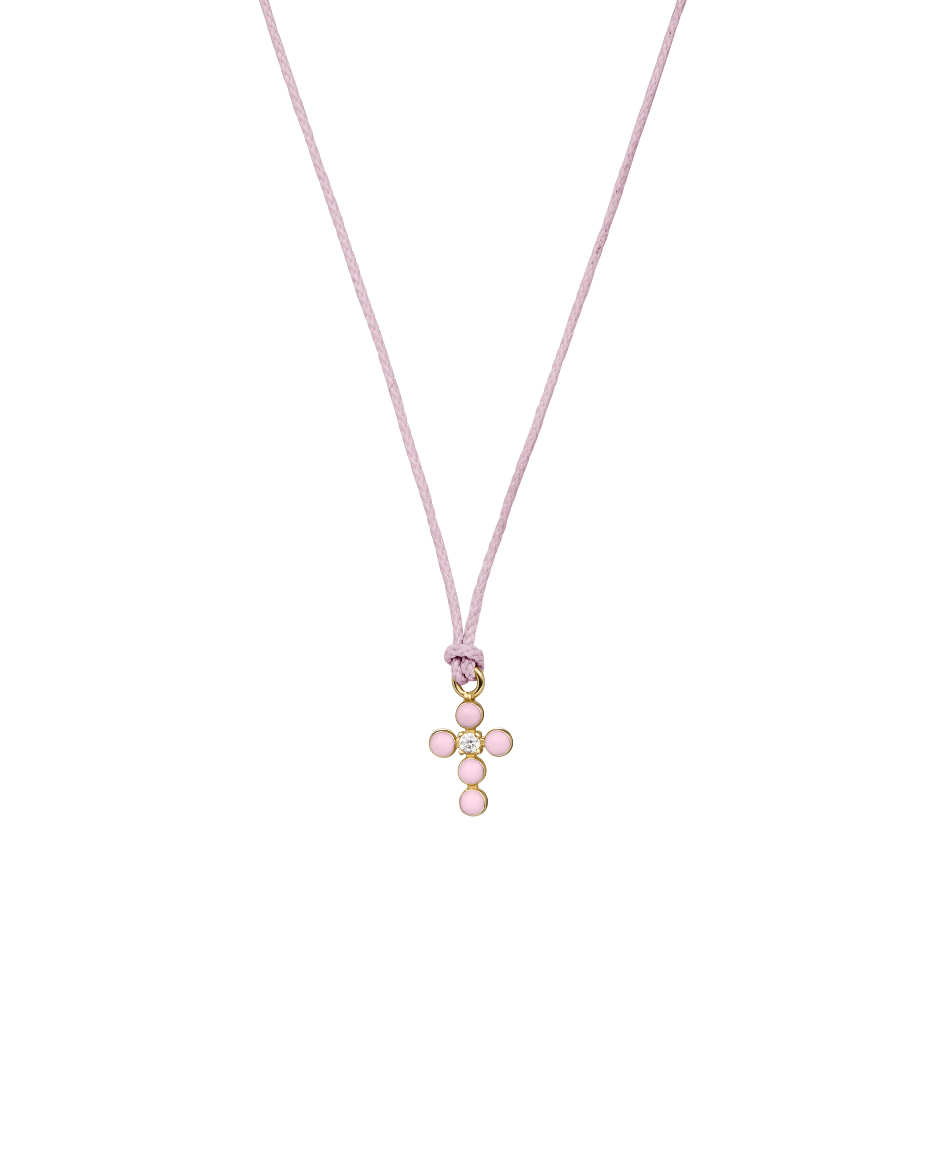 Ciondolo Croce smalto e diamante lab-grown con tessuto - ORO18KT - Image 4