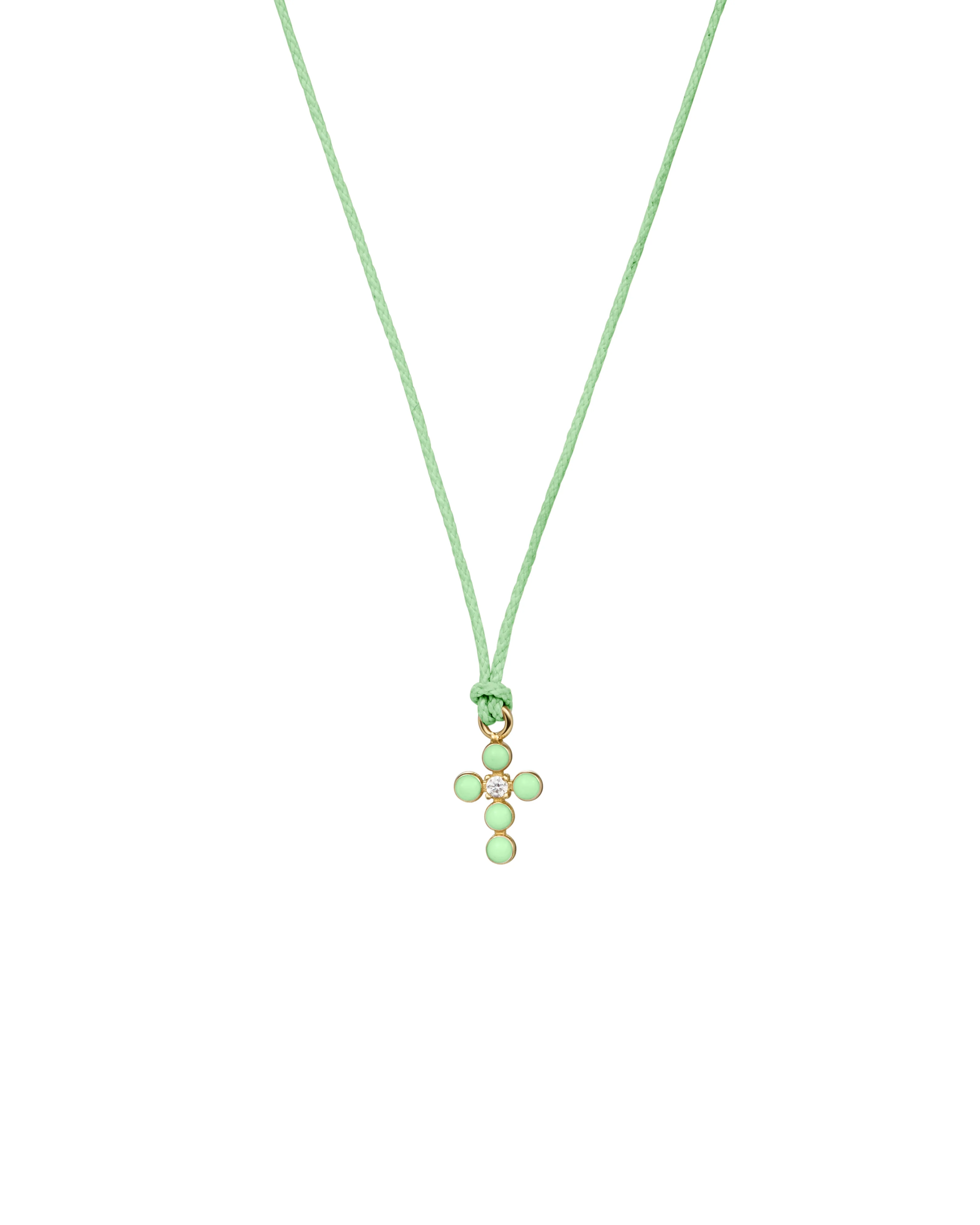 Ciondolo Croce smalto e diamante lab-grown con tessuto - ORO18KT - Image 5