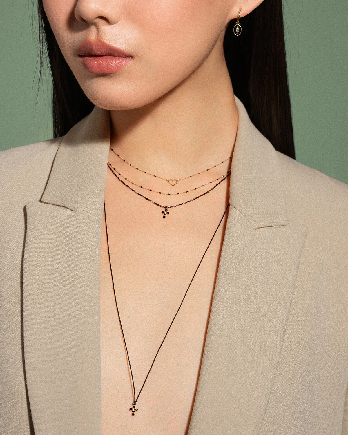 Ciondolo Croce smalto e diamante lab-grown con tessuto - ORO18KT - Image 7
