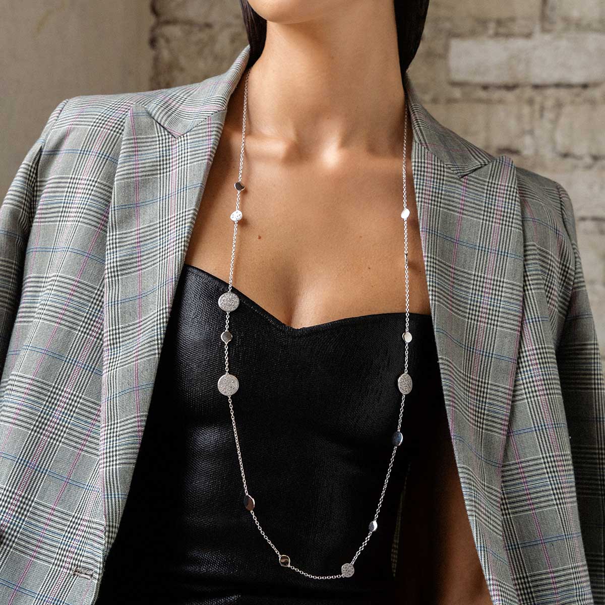 Collana Luxury BIG CIRCLE con cerchi alternati lisci e pavè - STARDUST TEN - Image 3