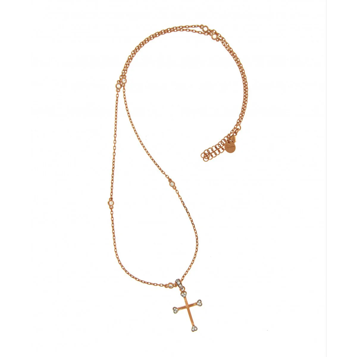 Girocollo  45 cm con Ciondolo Croce e Zirconi