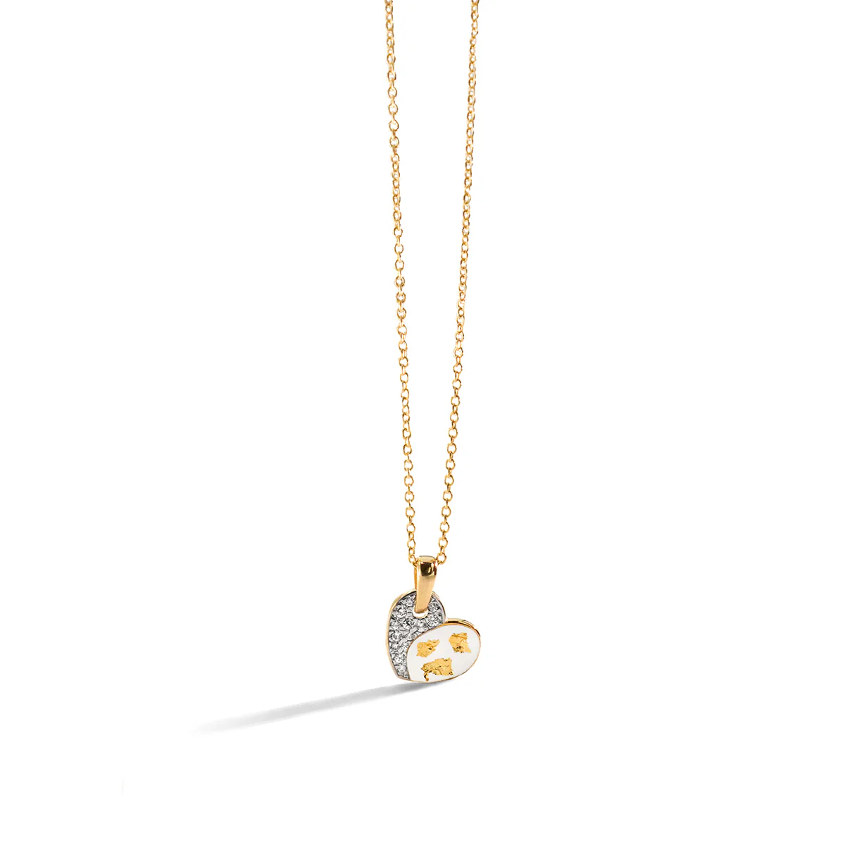Girocollo con cuore - Smalto e Foglia oro - Image 2