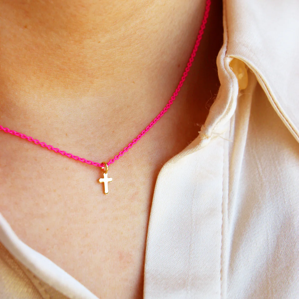 Girocollo croce catena con vernice - ORO 18KT - Image 11