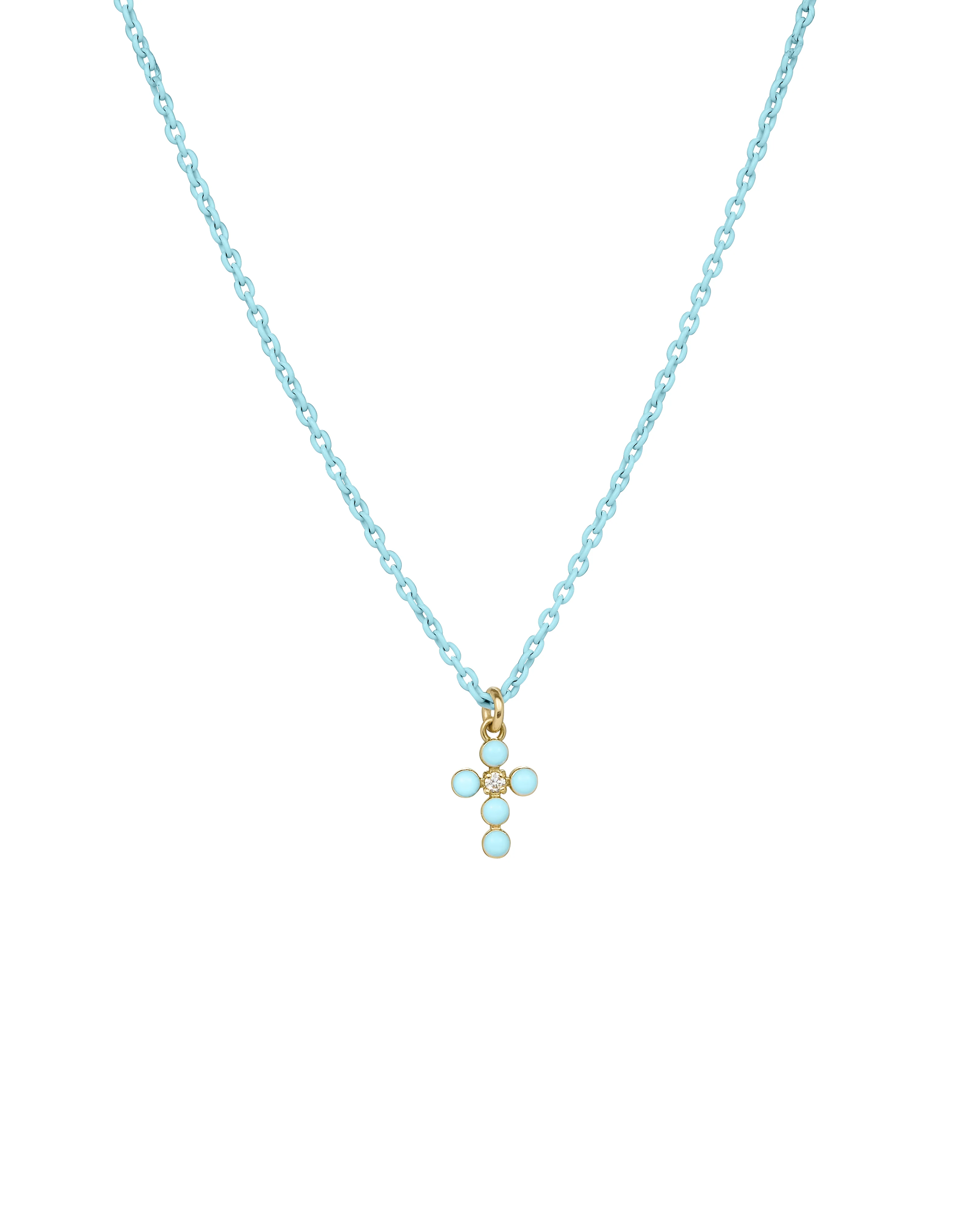 Girocollo Croce smalto e diamante lab-grown con catena verniciata - ORO18KT - Image 2