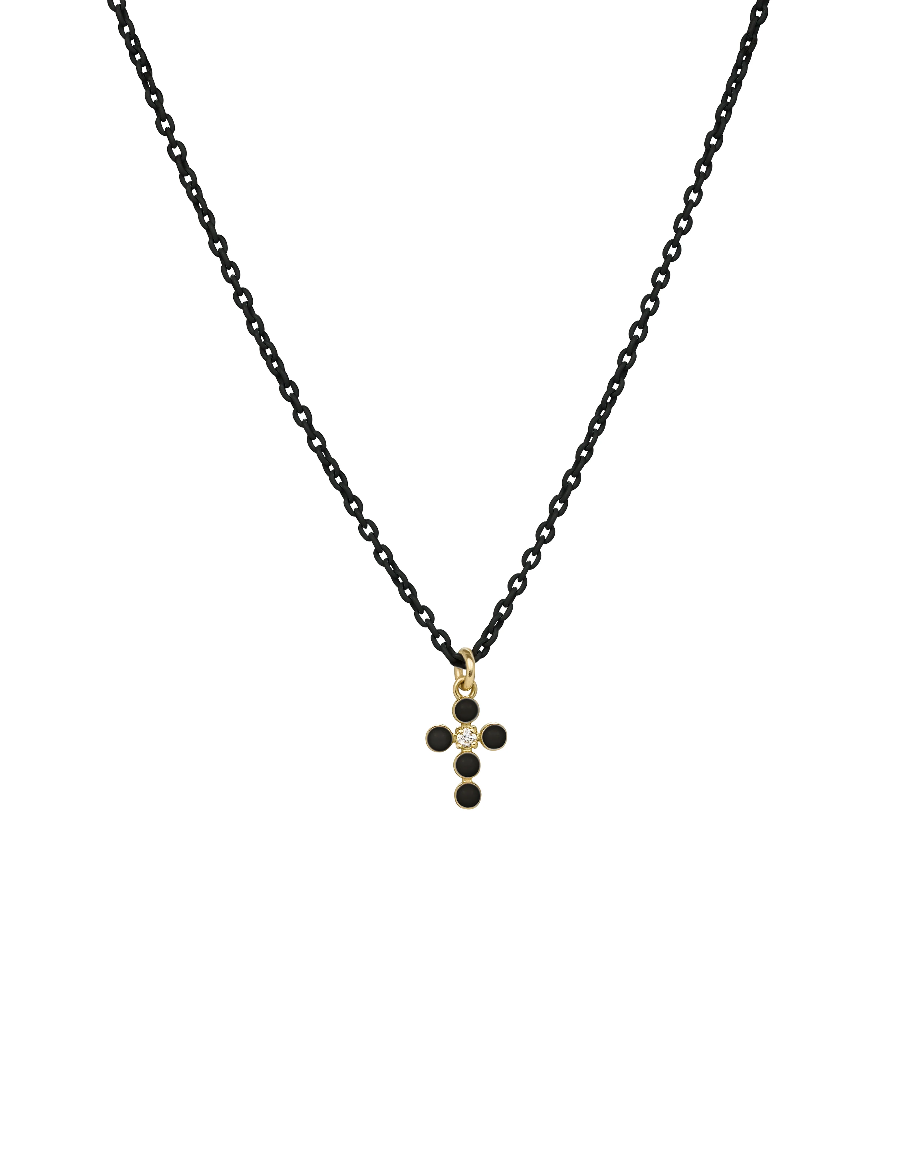 Girocollo Croce smalto e diamante lab-grown con catena verniciata - ORO18KT - Image 3