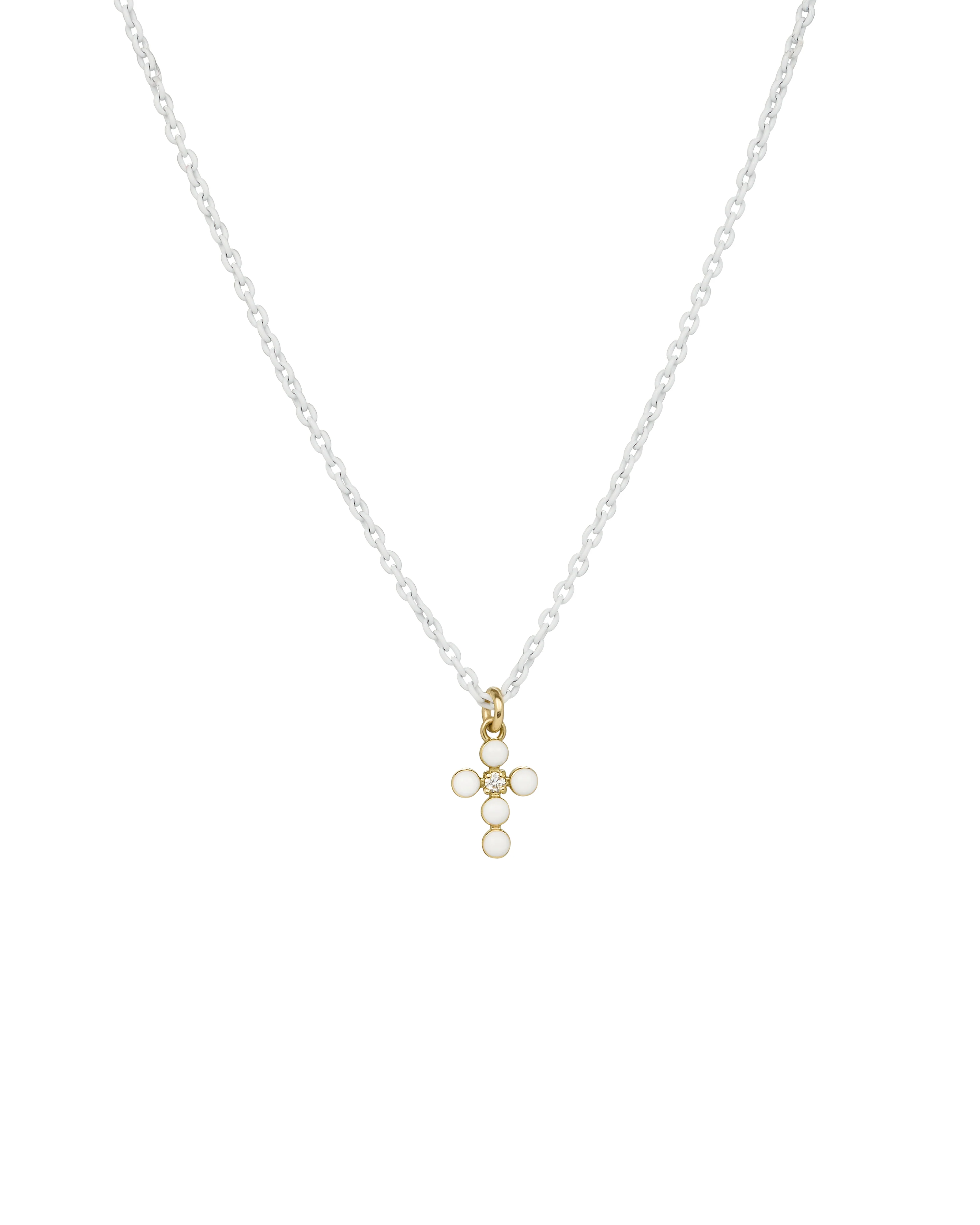 Girocollo Croce smalto e diamante lab-grown con catena verniciata - ORO18KT - Image 4