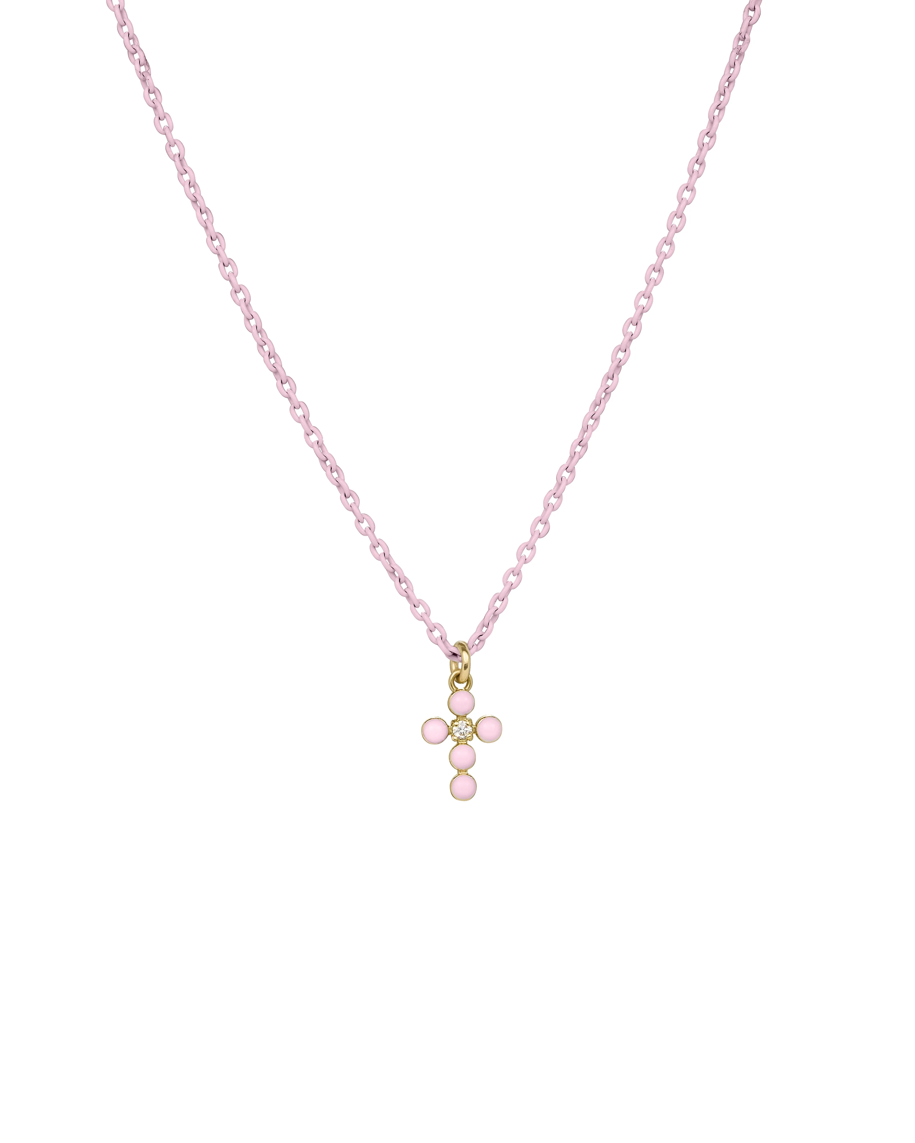 Girocollo Croce smalto e diamante lab-grown con catena verniciata - ORO18KT - Image 5