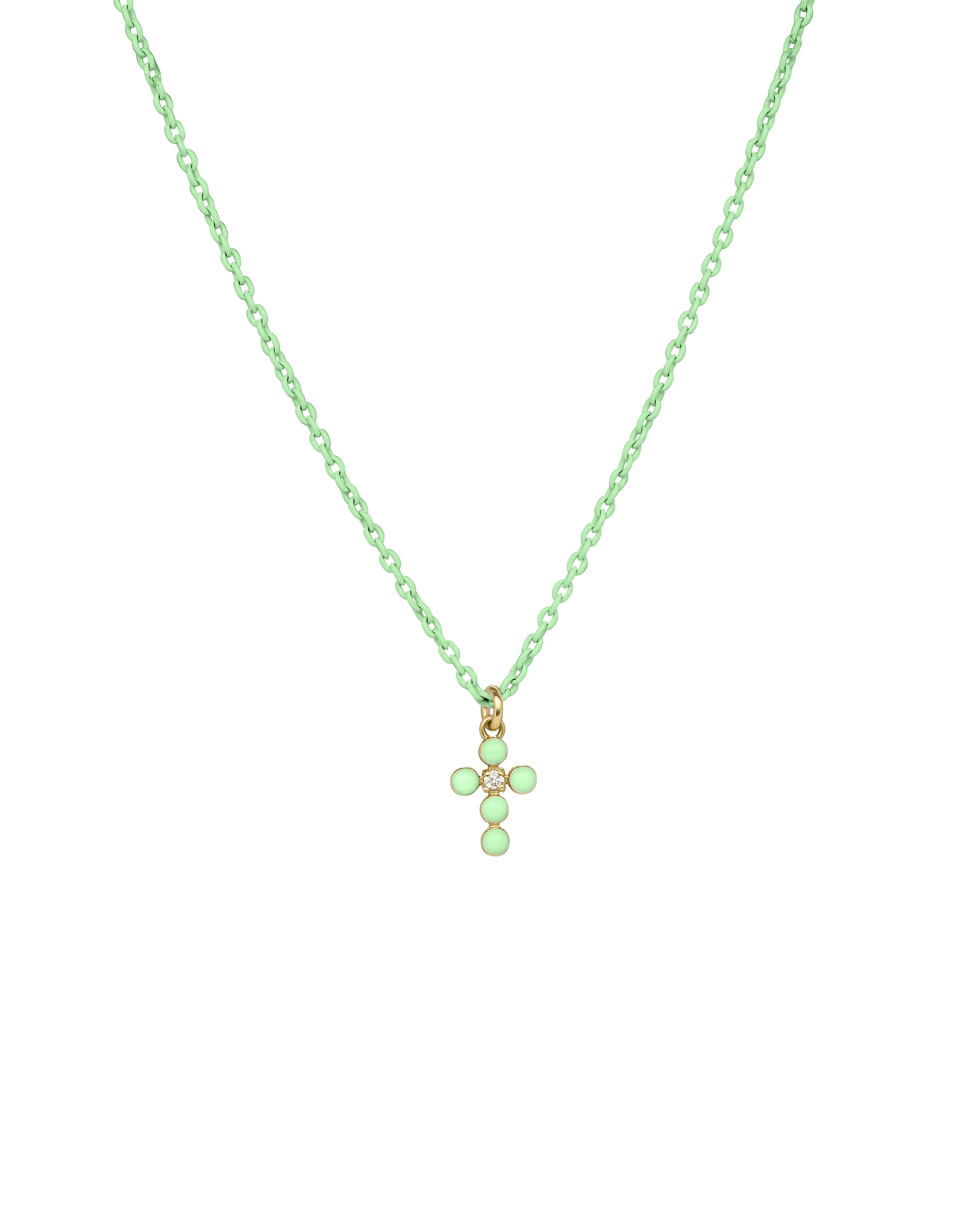 Girocollo Croce smalto e diamante lab-grown con catena verniciata - ORO18KT - Image 6