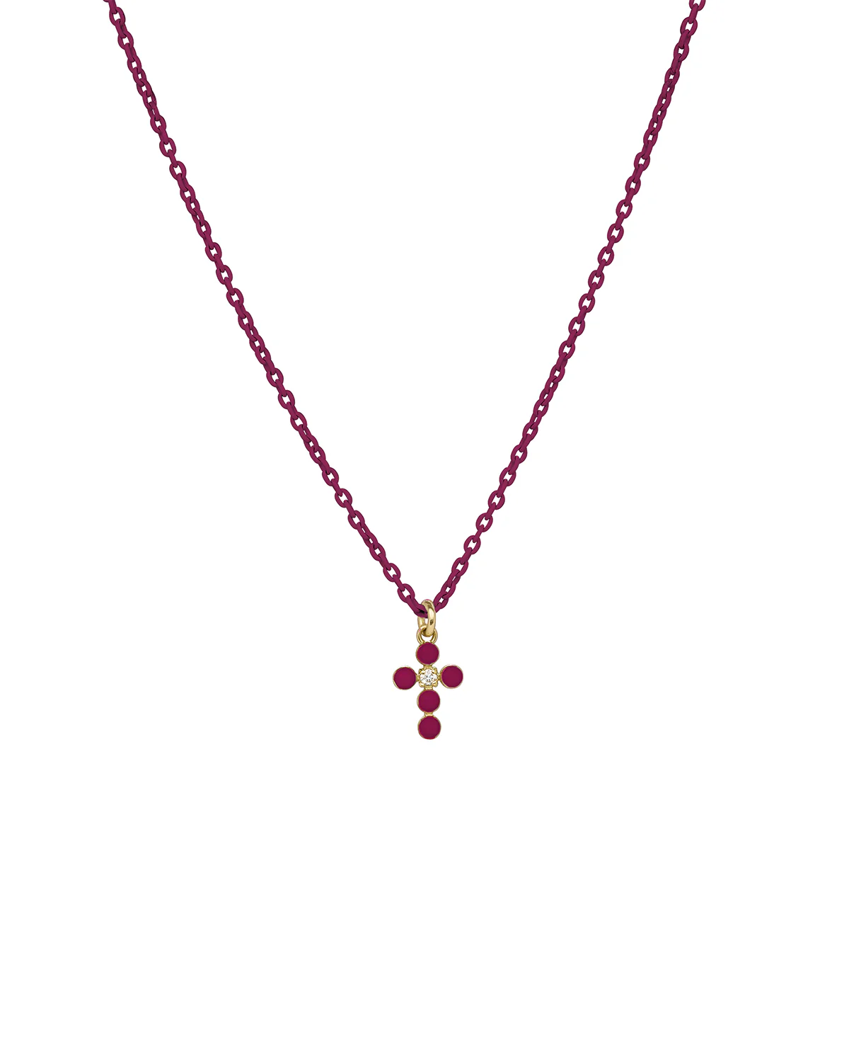 Girocollo Croce smalto e diamante lab-grown con catena verniciata - ORO18KT - Image 7