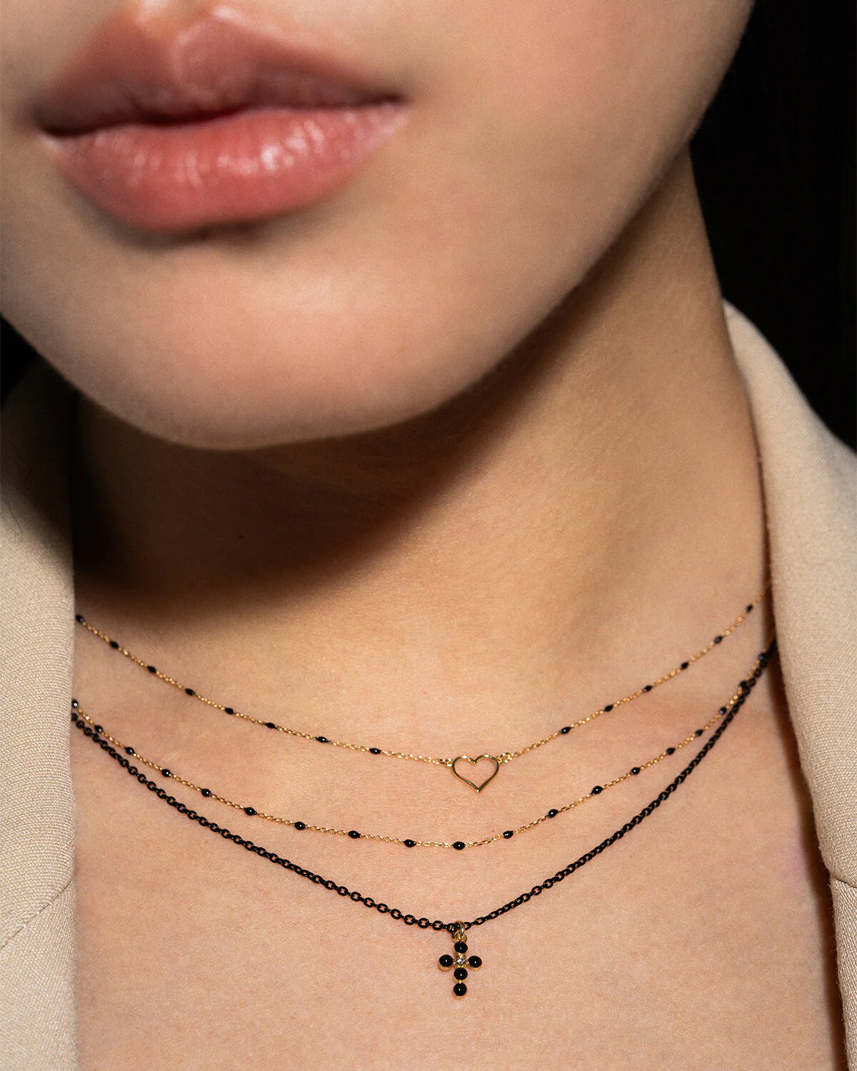 Girocollo Croce smalto e diamante lab-grown con catena verniciata - ORO18KT - Image 8