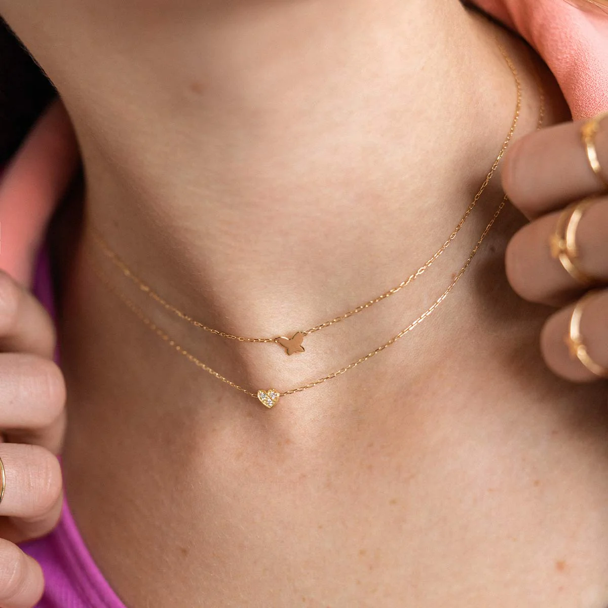 Girocollo Cuore e Diamanti Lab Grown - ORO18KT - Image 2
